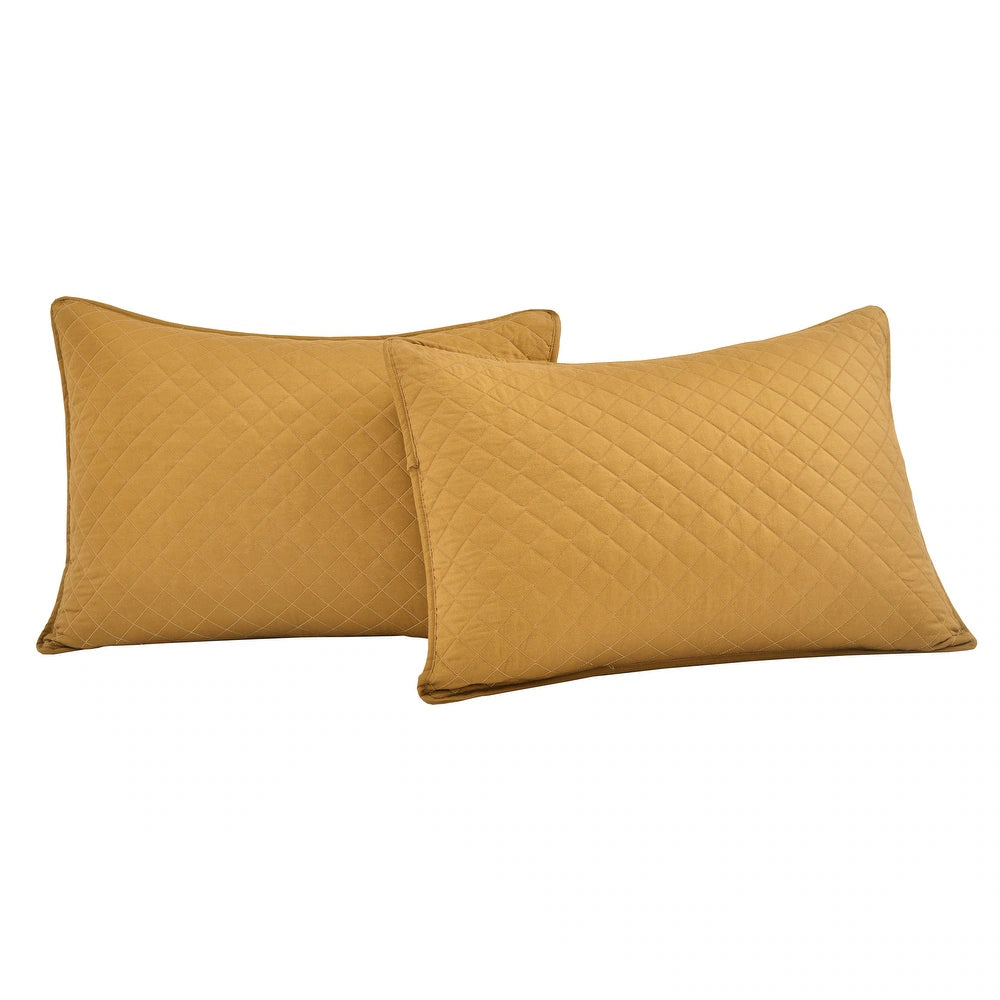 Balm Diamond Oversized Cotton 3-piece Quilt Set - Mustard - King - Cal King