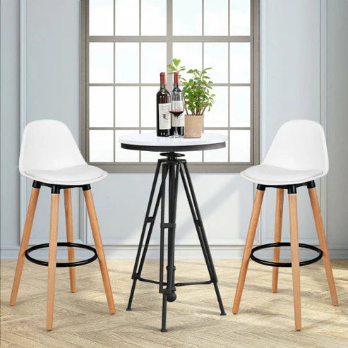 2 Pieces White Mid Century Barstool Dining Pub Chair