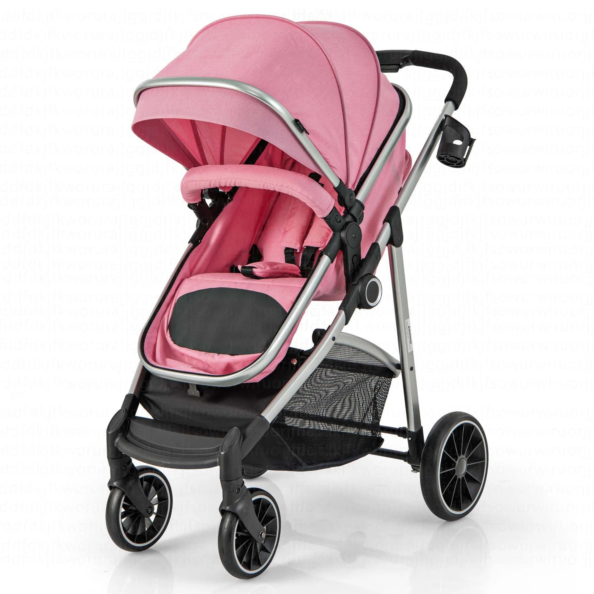 2 in 1 Convertible Baby Stroller High Landscape Infant Stroller Pink