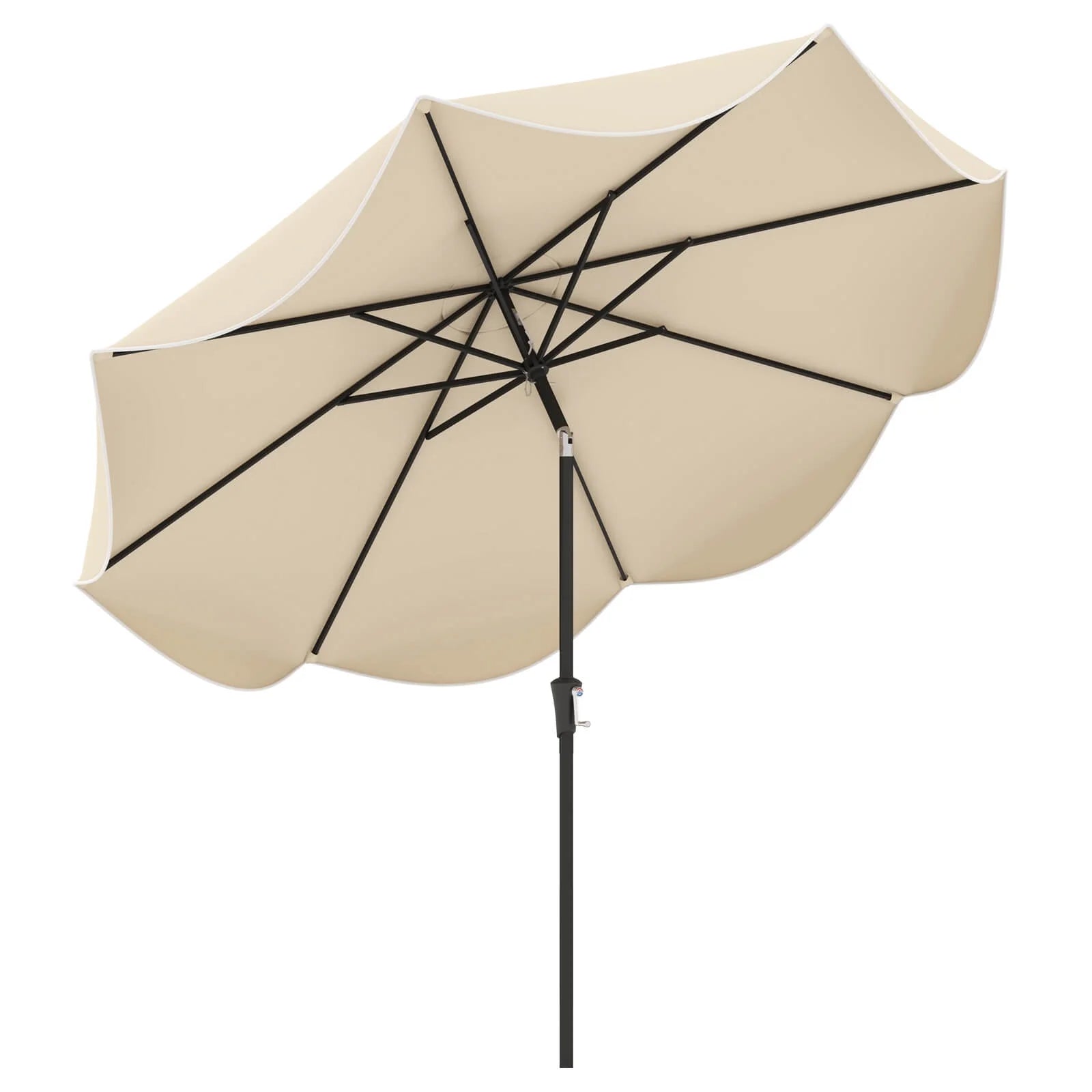 Patio Umbrella 2-Tier Market Table Umbrella with Crank Handle & 8 Ribs Beige