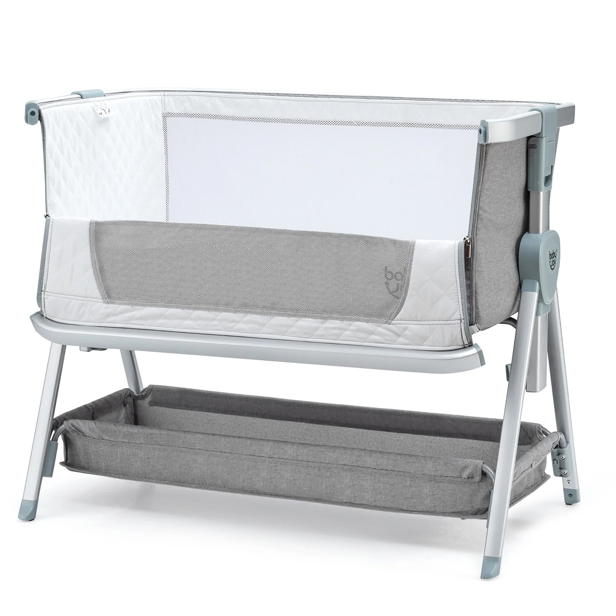 Baby Bed Side Crib Portable Adjustable Infant Travel Sleeper Bassinet Light Grey