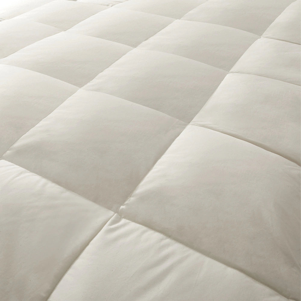 Organic Cotton Fitted Mattress Topper Feather Bed, Softness & Support in One - White - King