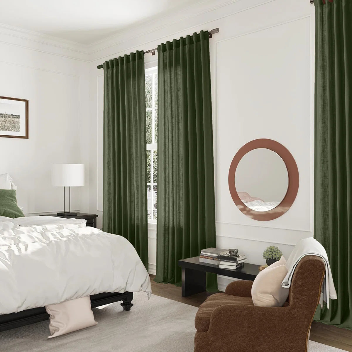 Cotton Linen Blended Light Filtering Curtain Set of 2