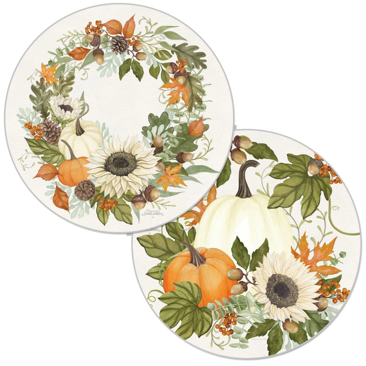 Farmhouse Fall 4 Pack Round Reversible Placemats