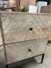 Two Drawer Whitewash Mango Wood Nightstand