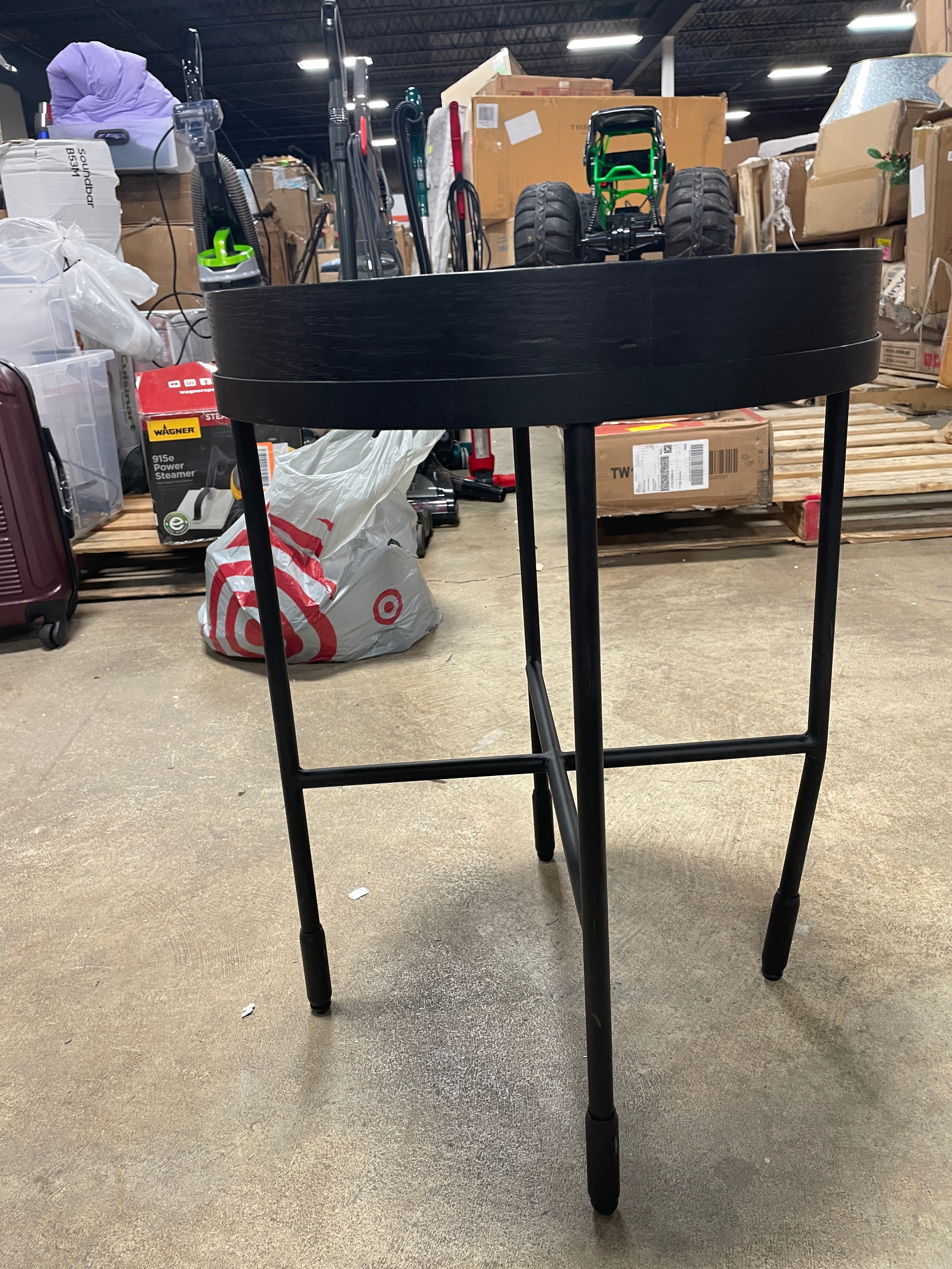 Wood & Metal Accent Side Table - Black