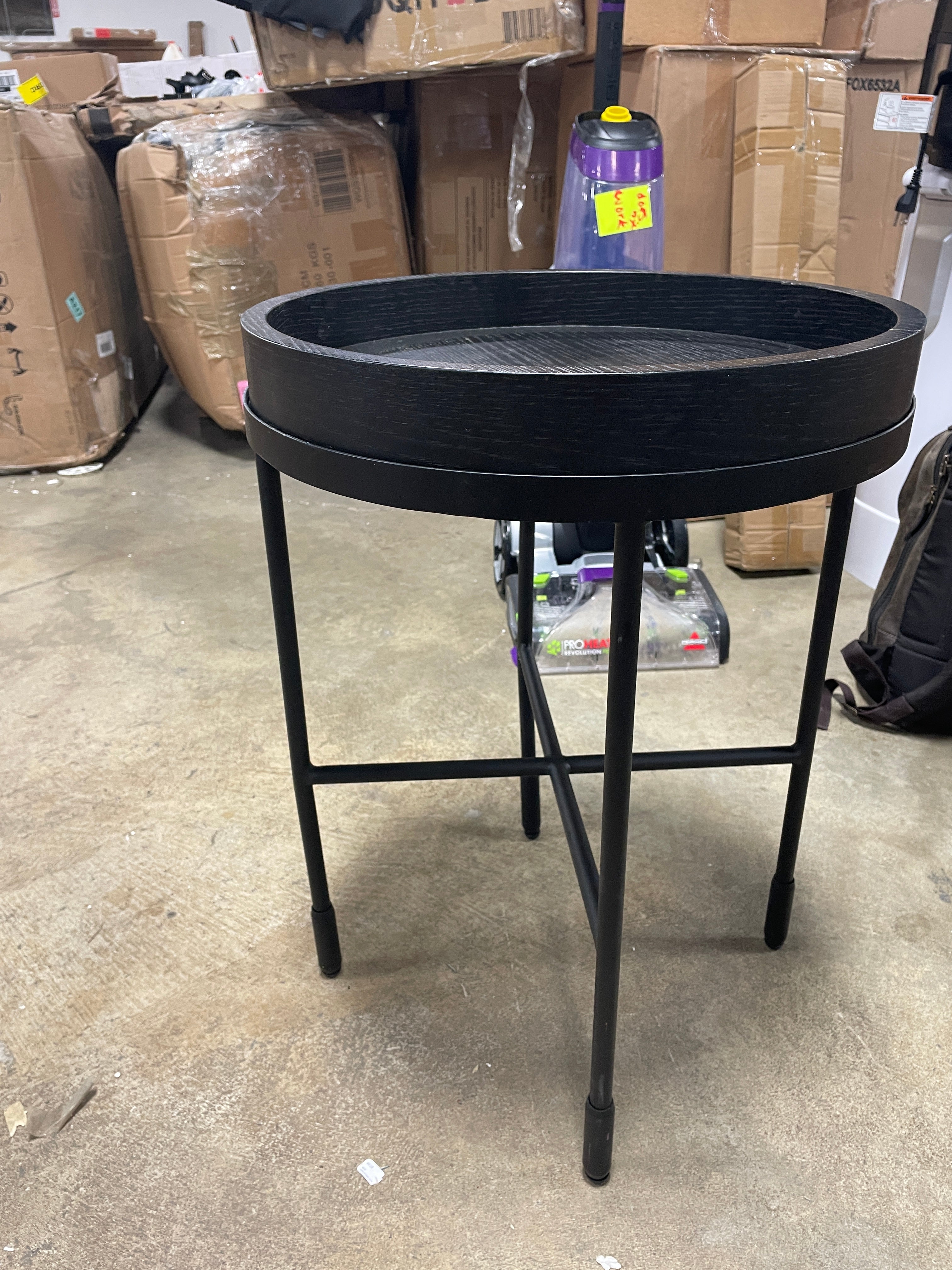 Wood & Metal Accent Side Table - Black