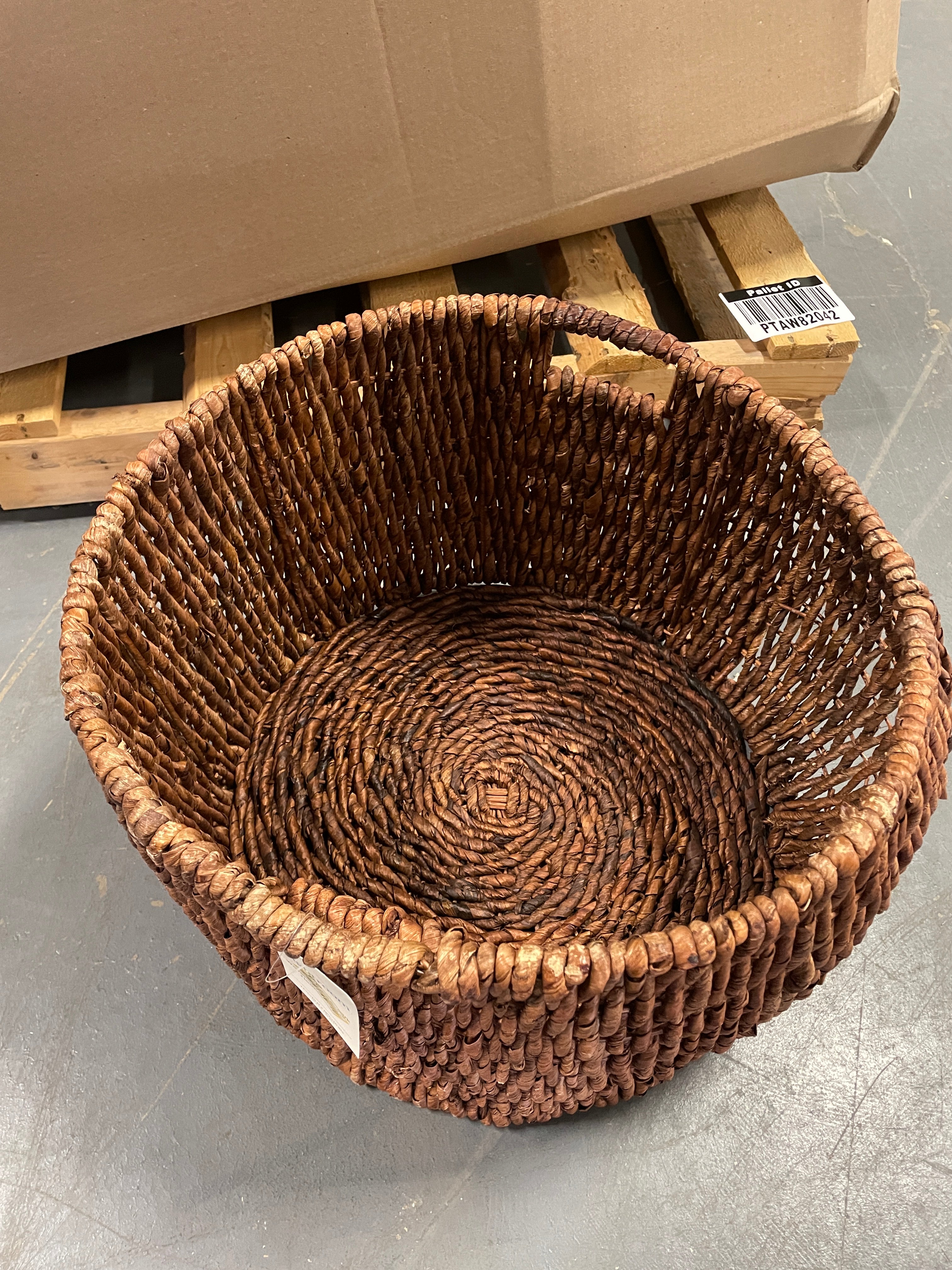 Woven Banana Bark Floor Basket