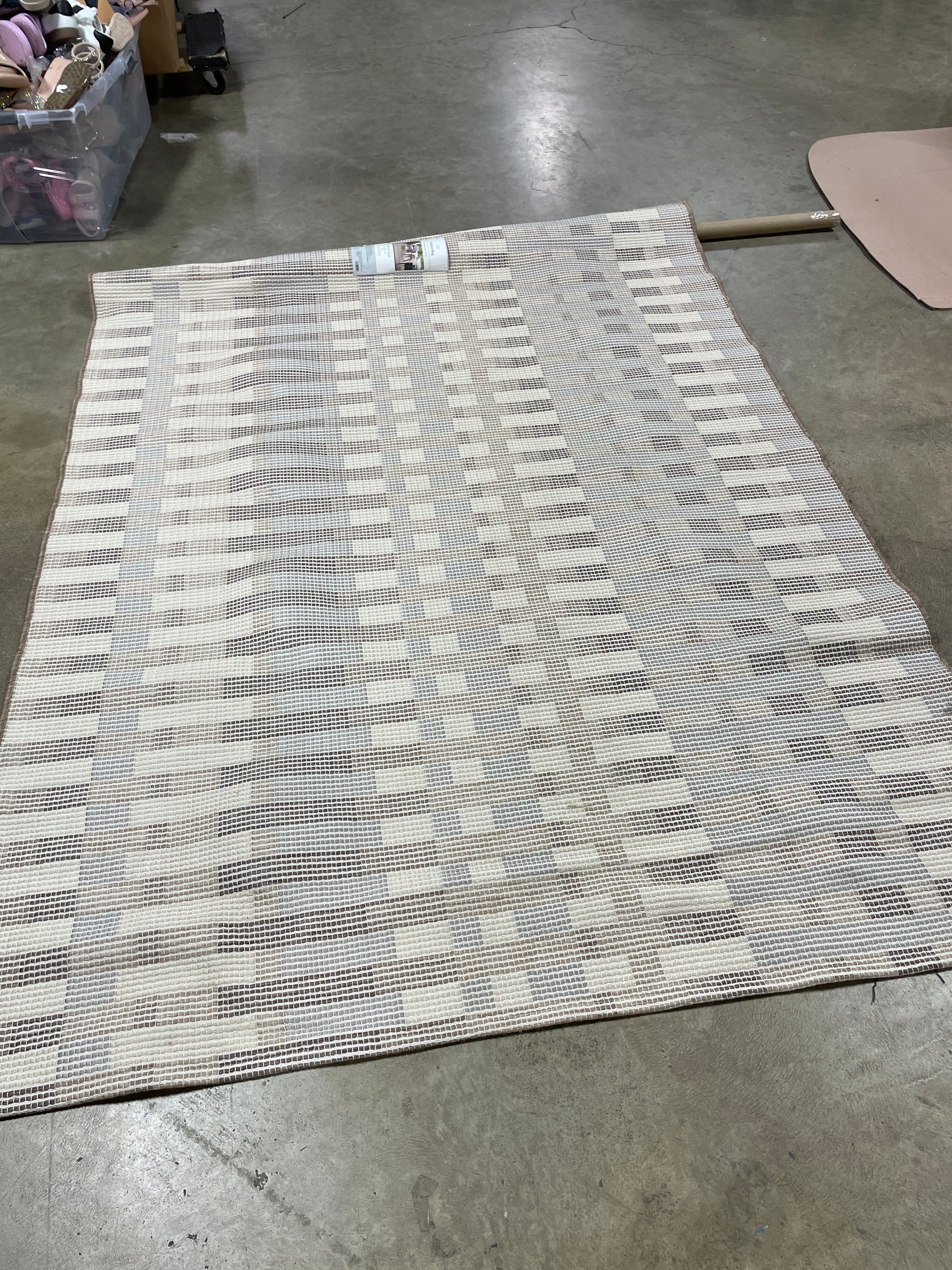Beachside Grid Outdoor Rug Naturals