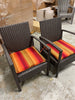 2 PCS Furniture Set Table & 2 Chair Patio Wicker Rattan W/Cushion