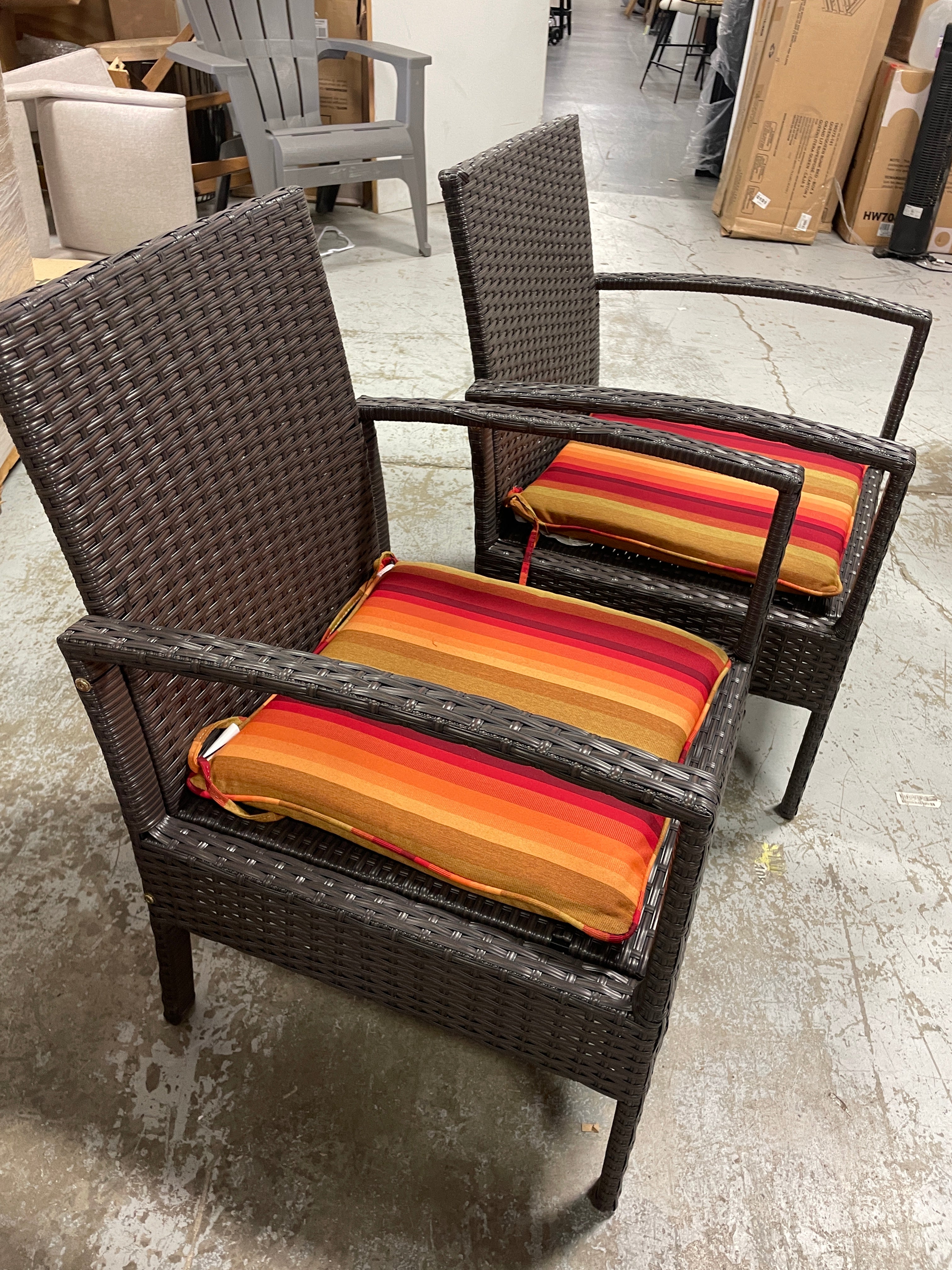 2 PCS Furniture Set Table & 2 Chair Patio Wicker Rattan W/Cushion