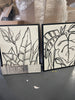 Botanical Sketch Framed Wall Canvas White/Black: Modern Vertical Digital Art Set