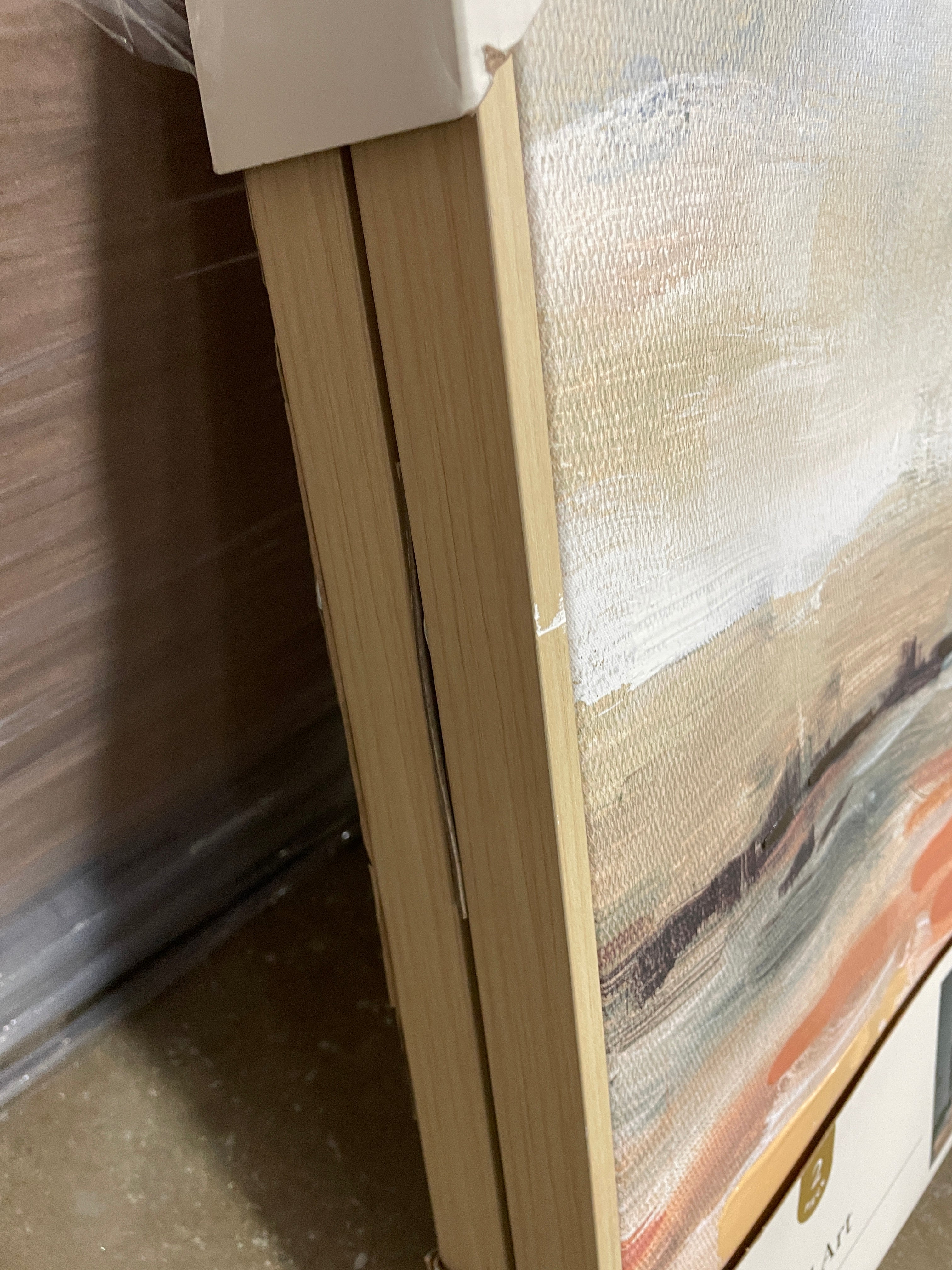 (Set of 2)  Faded Landscape Framed Wall Canvases Natural - Polystyrene Frame, Blockprint Art