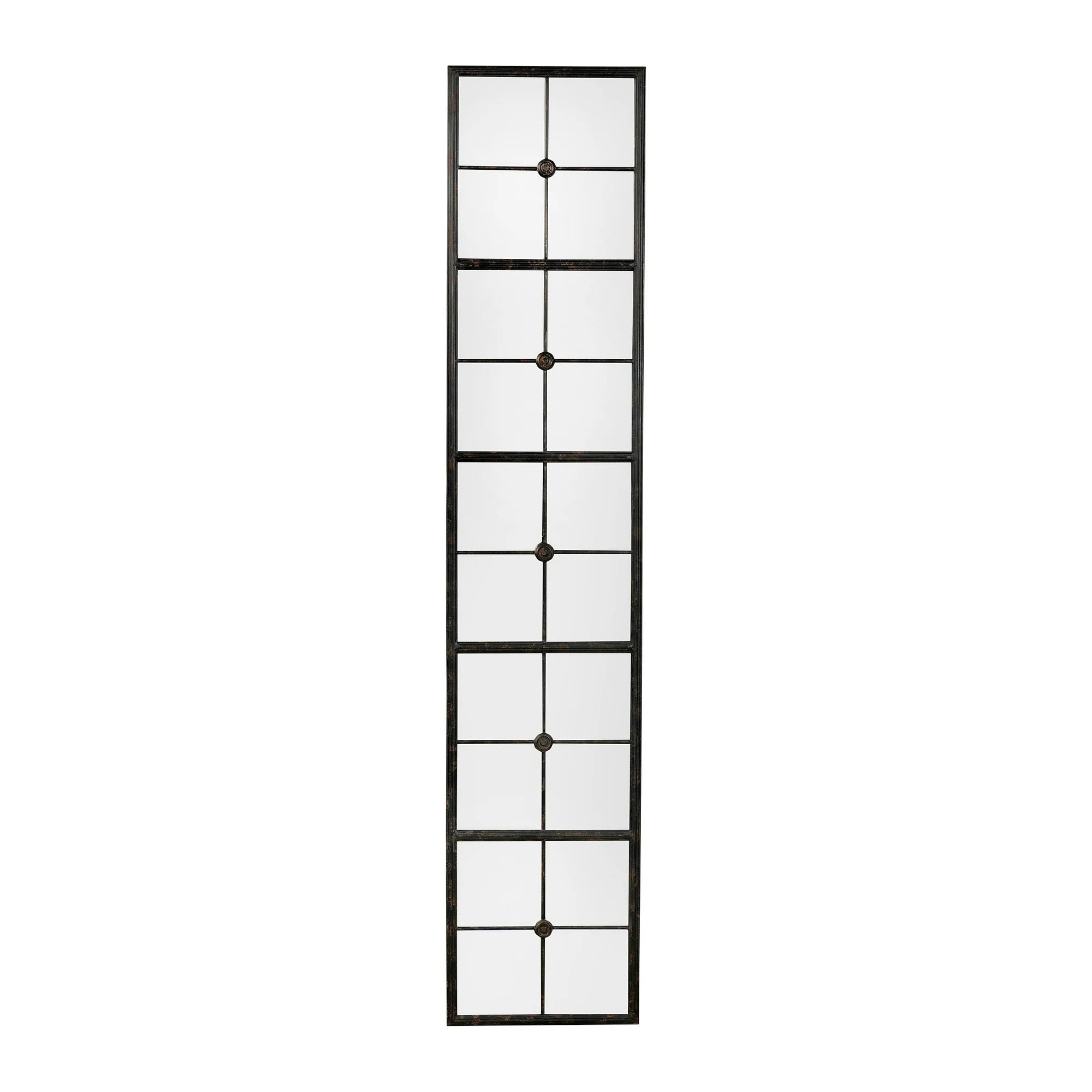 Windowpane Metal Framed Wall Mirror, Black