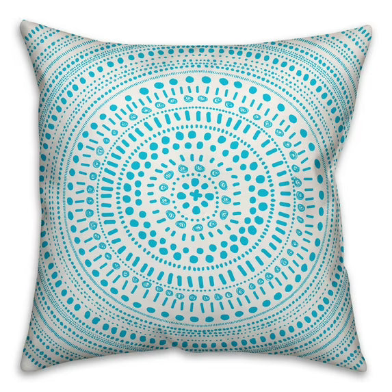 Creative Products Blue Circle Pattern 18x18 Indoor / Outdoor Pillow SHOWROOM ITEM