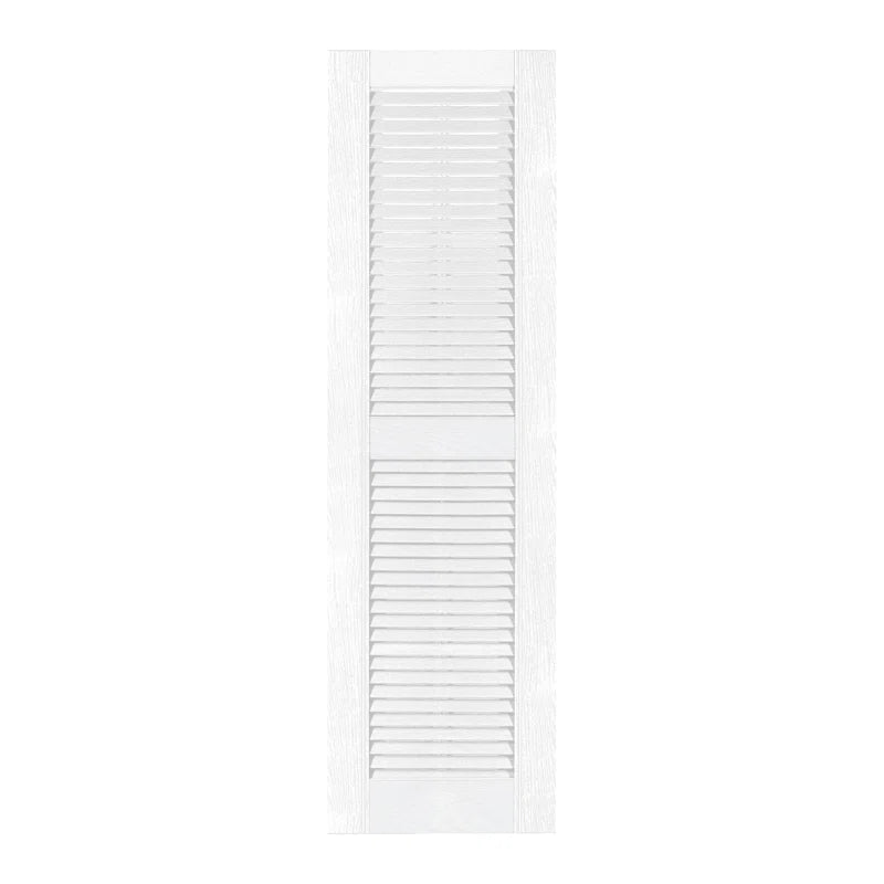 White Custom Louvered Shutter with Straight Top (Set of 2)
