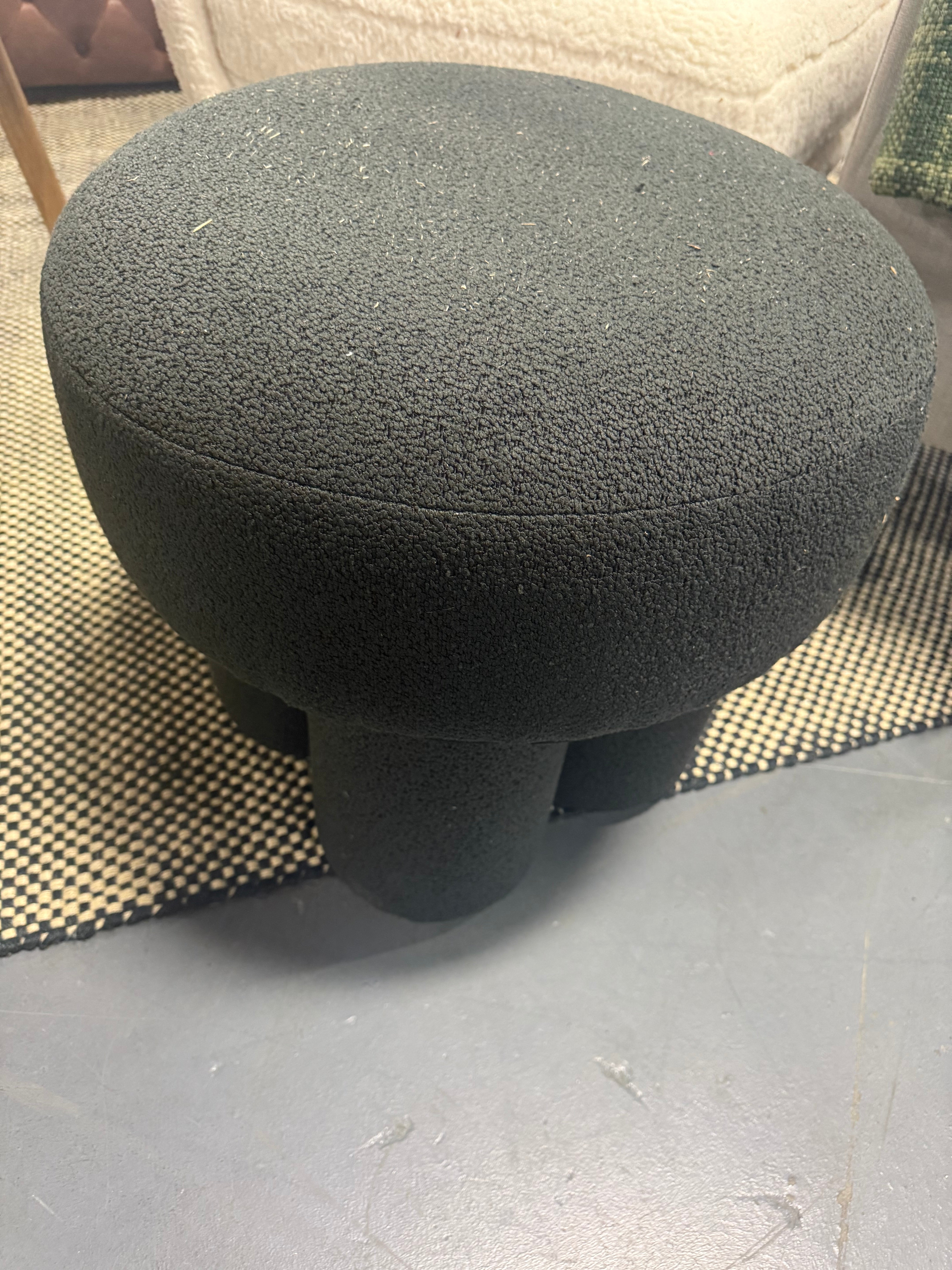 Boucle Fully Upholstered Accent Ottoman Stool SHOWROOM ITEM