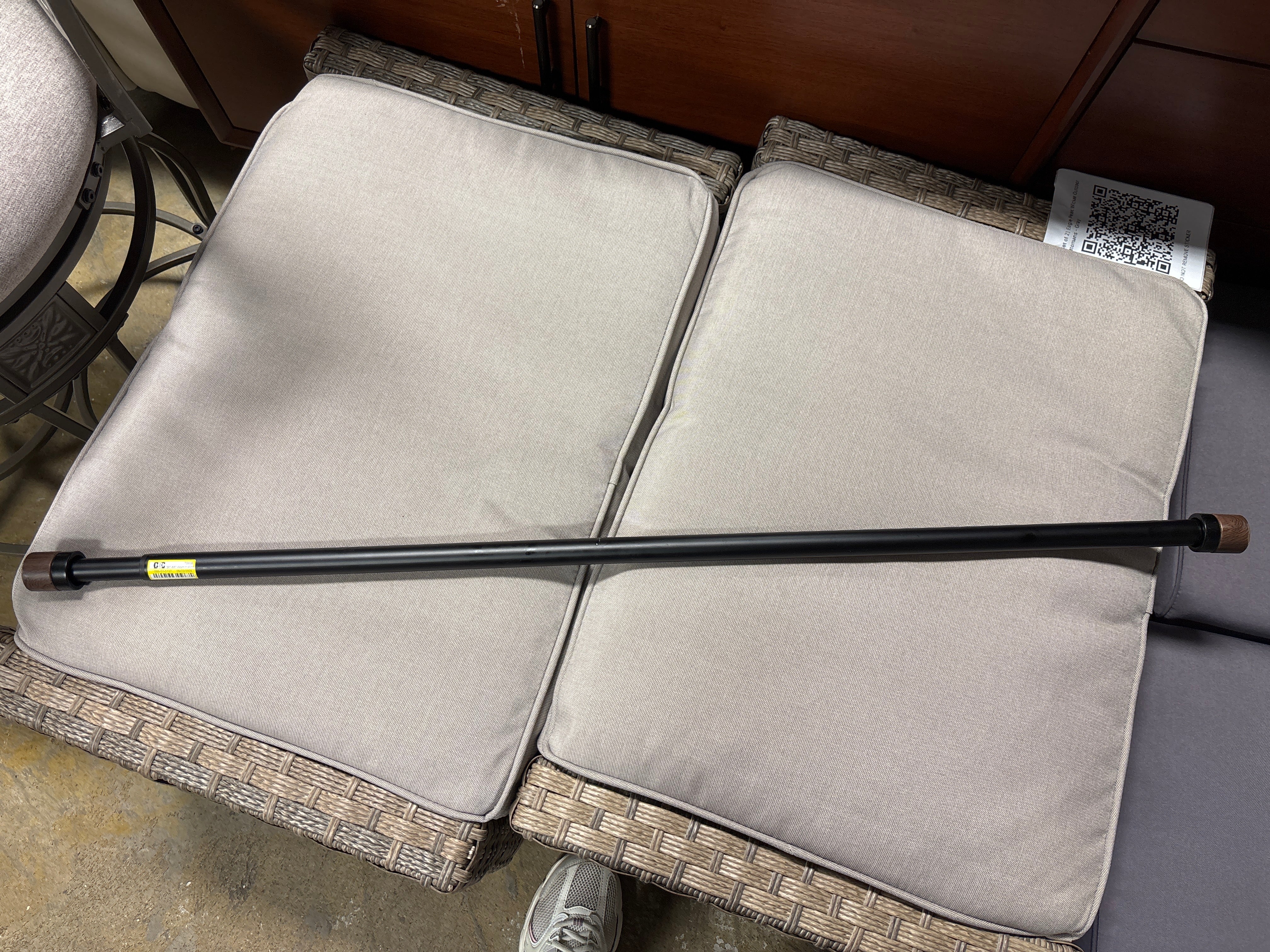Walnut Wood Cap Curtain Rod -  Black SHOWROOM ITEM