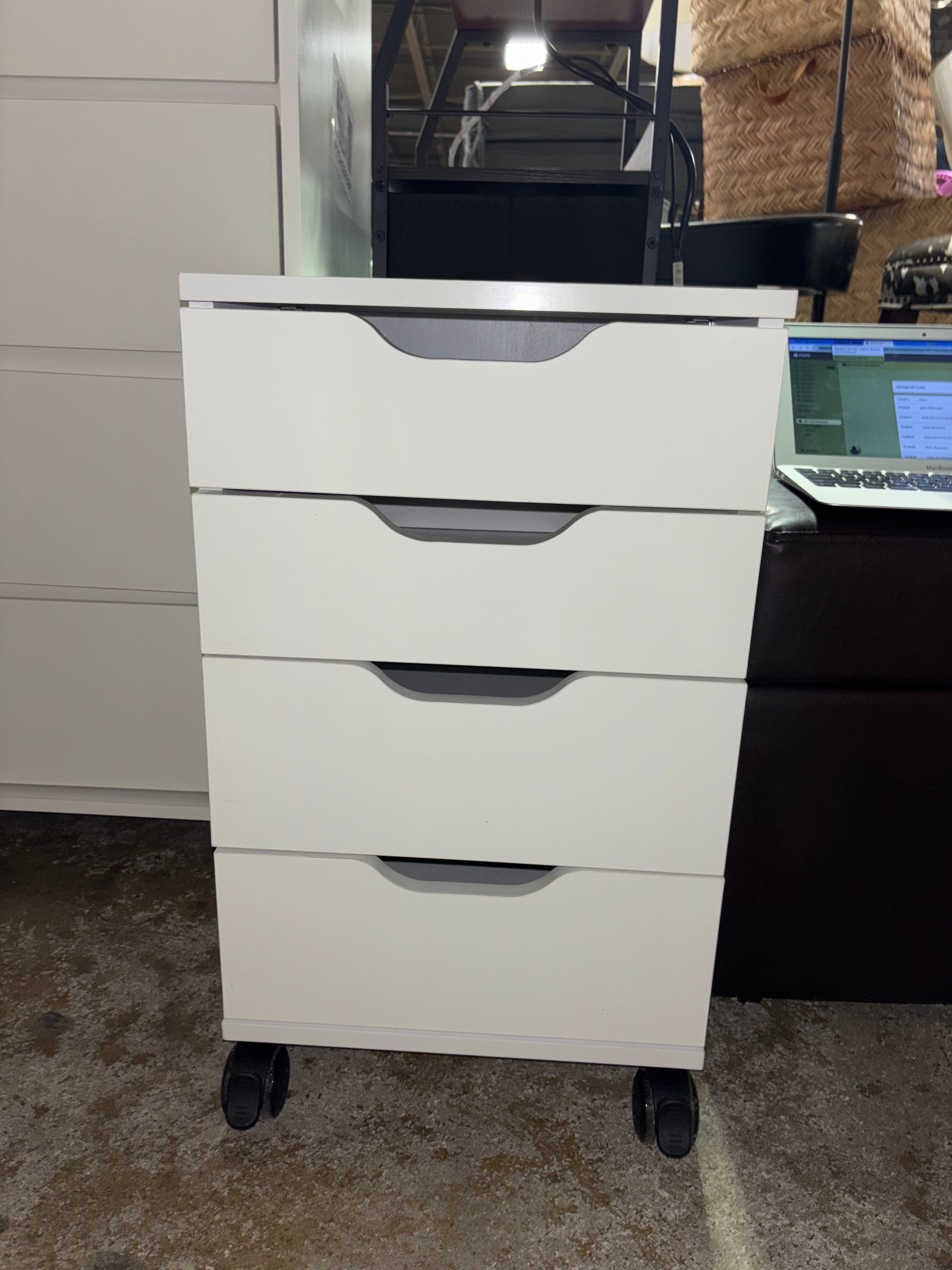 Loring Rolling Cabinet - White SHOWROOM ITEM