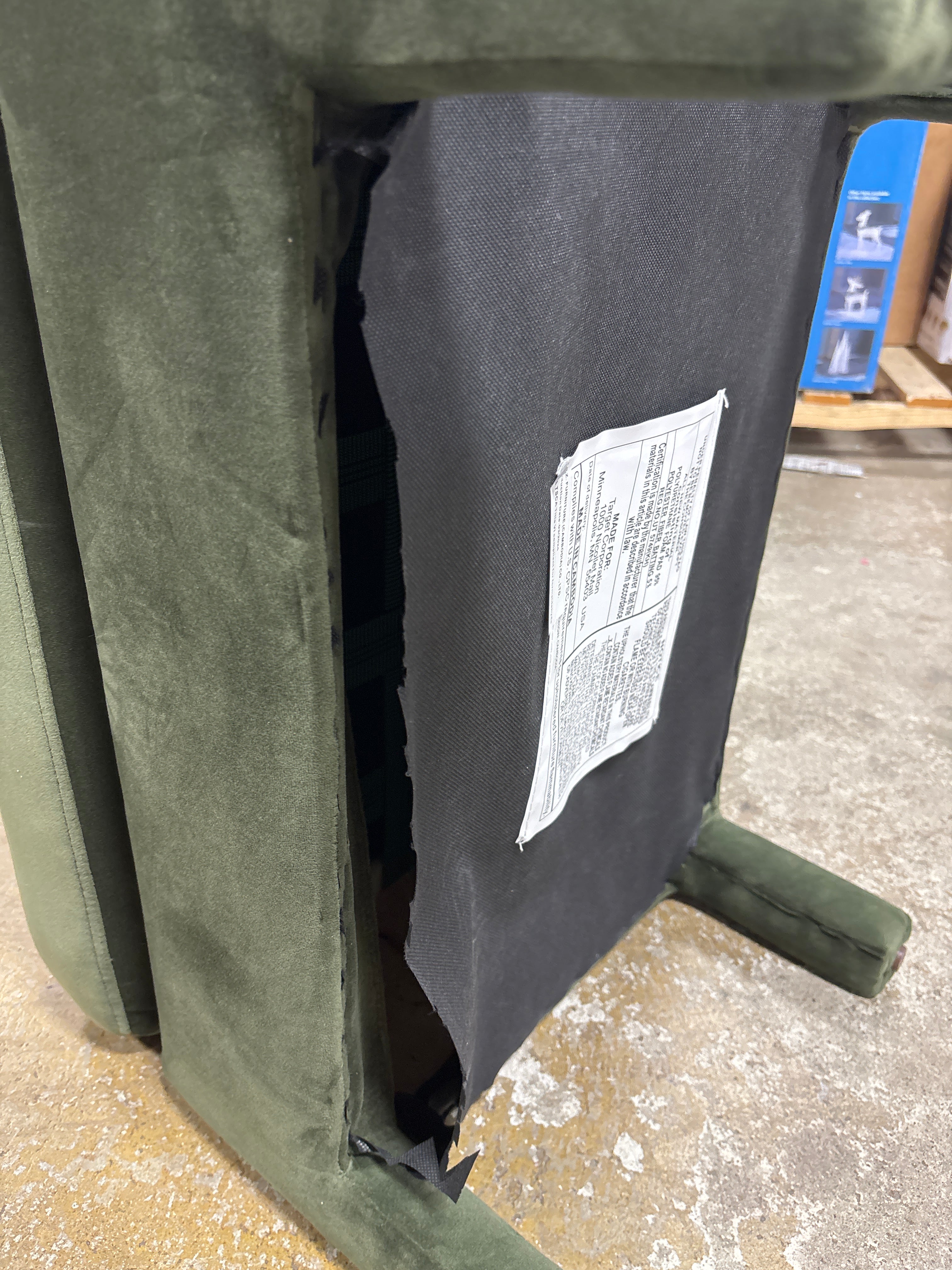 Bellfield Fully Upholstered Ottoman - Olive Green Velvet SHOWROOM ITEM