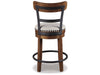 Valebeck Counter Height Upholstered Swivel Bar Stool with Contoured Back