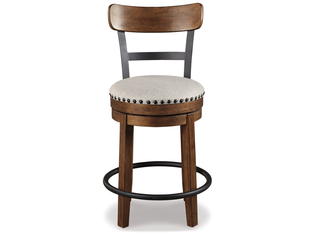 Valebeck Counter Height Upholstered Swivel Bar Stool with Contoured Back