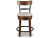Valebeck Counter Height Upholstered Swivel Bar Stool with Contoured Back