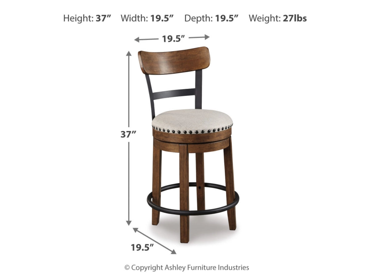 Valebeck Counter Height Upholstered Swivel Bar Stool with Contoured Back