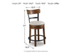 Valebeck Counter Height Upholstered Swivel Bar Stool with Contoured Back