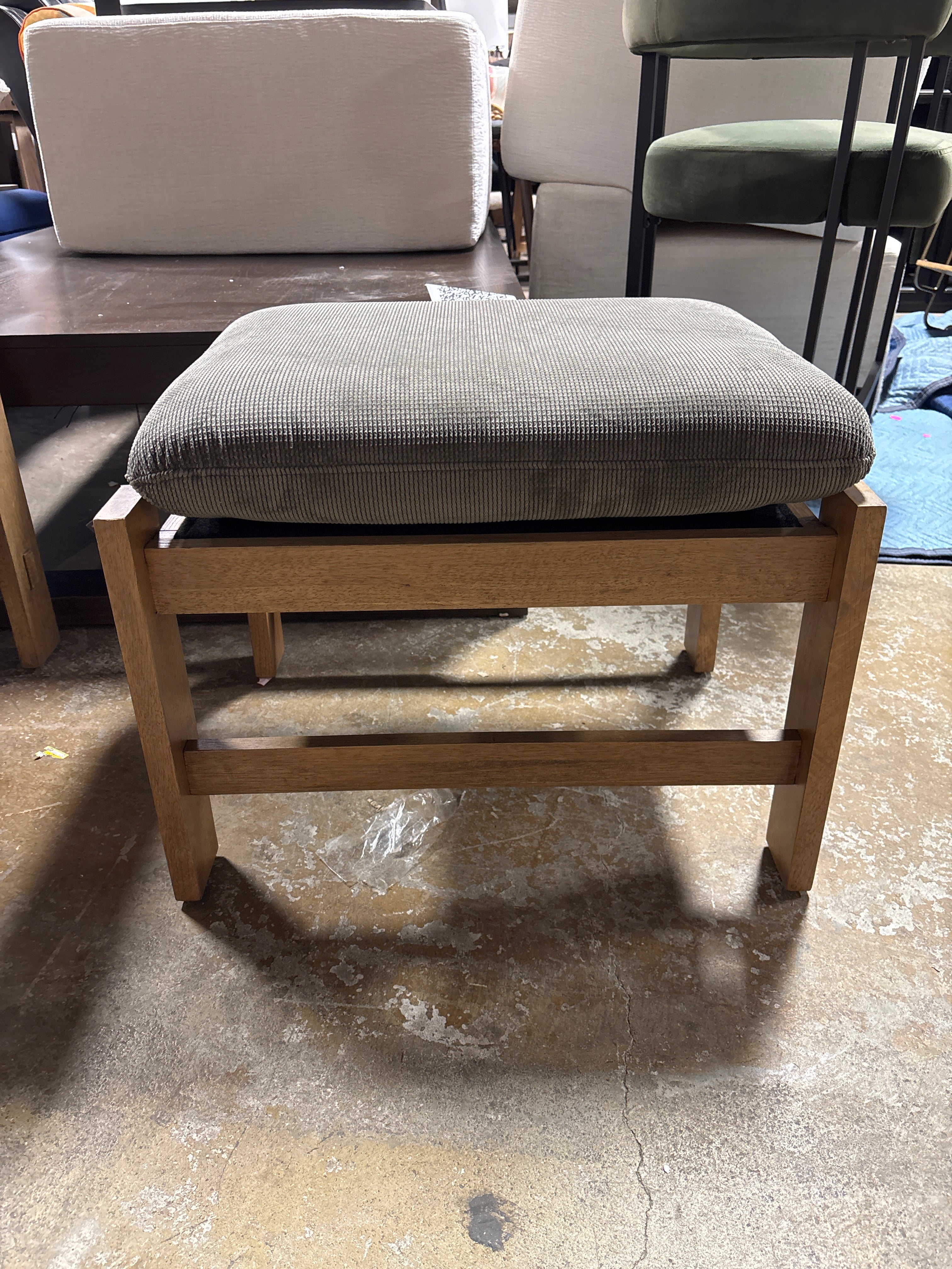 Wood Frame Ottoman with Attached Cushion-SHOWROOM ITEM