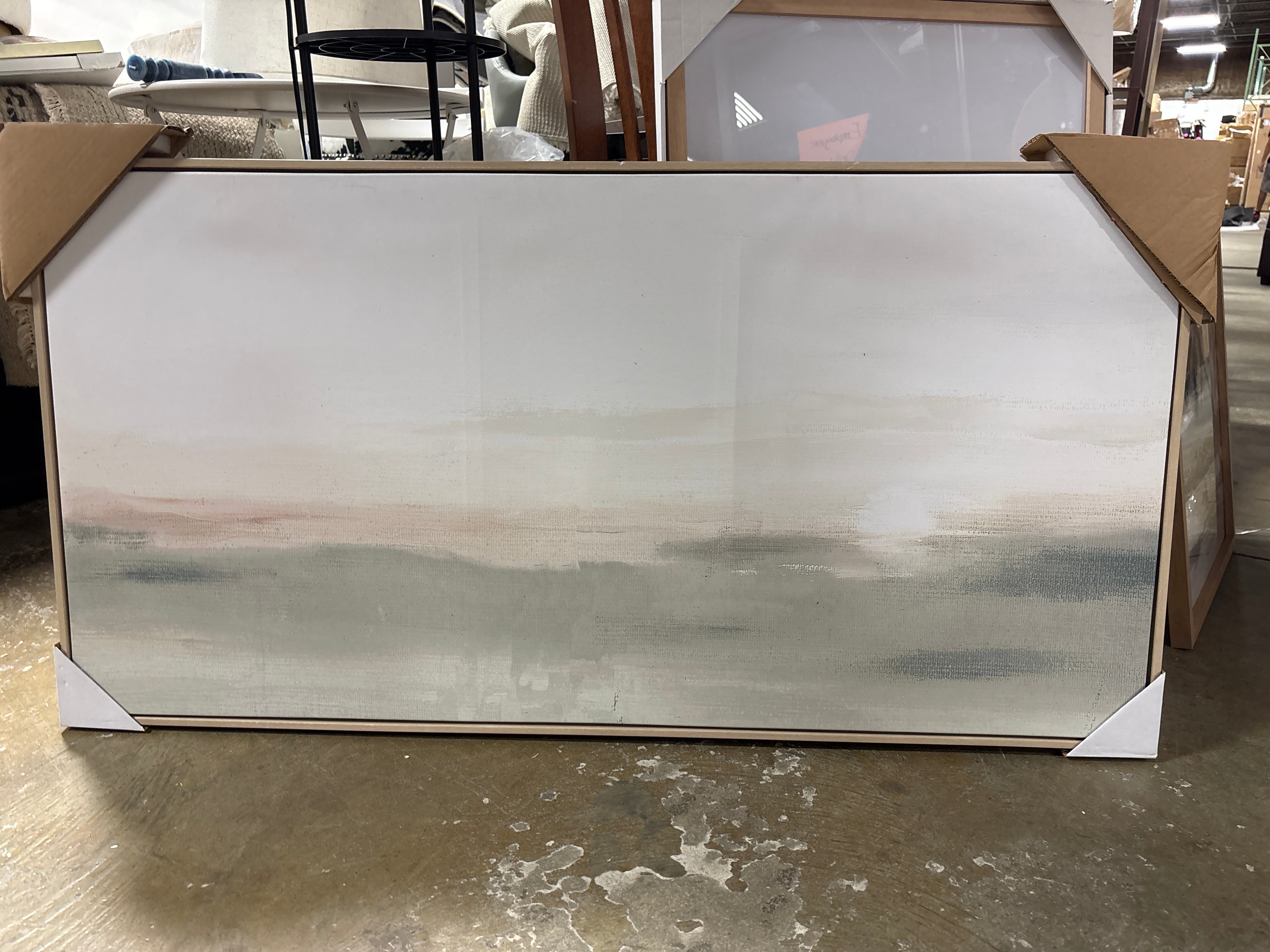 47" x 24" Haze Framed Wall Canvas - Beige Frame SHOWROOM ITEM