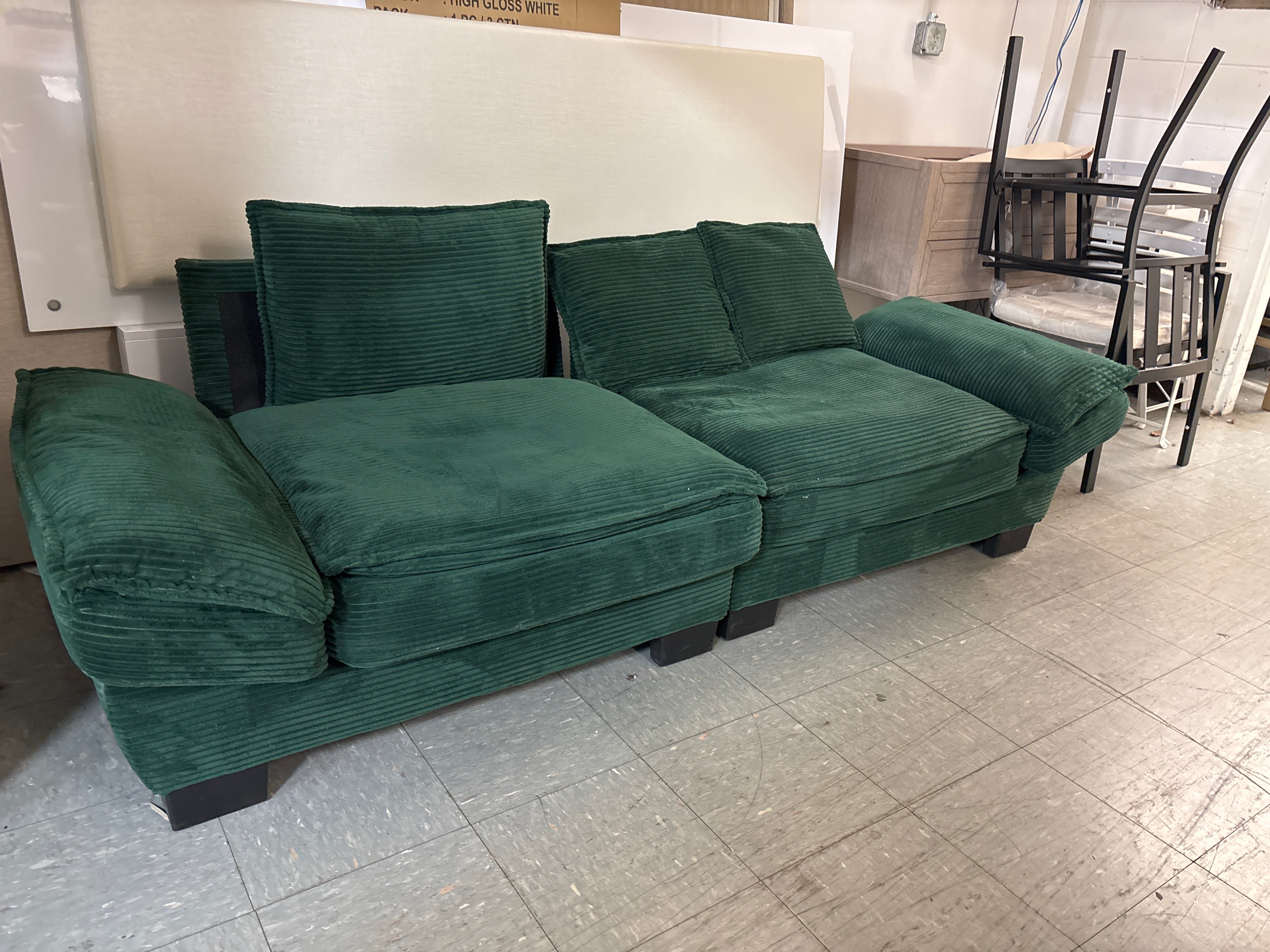 CAVINAS Adjustable Modern Home Sofa Chair - Green Corduroy SHOWROOM ITEM
