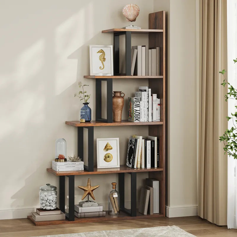 5-Tier L-Shape Freestanding Ladder Corner Bookcase