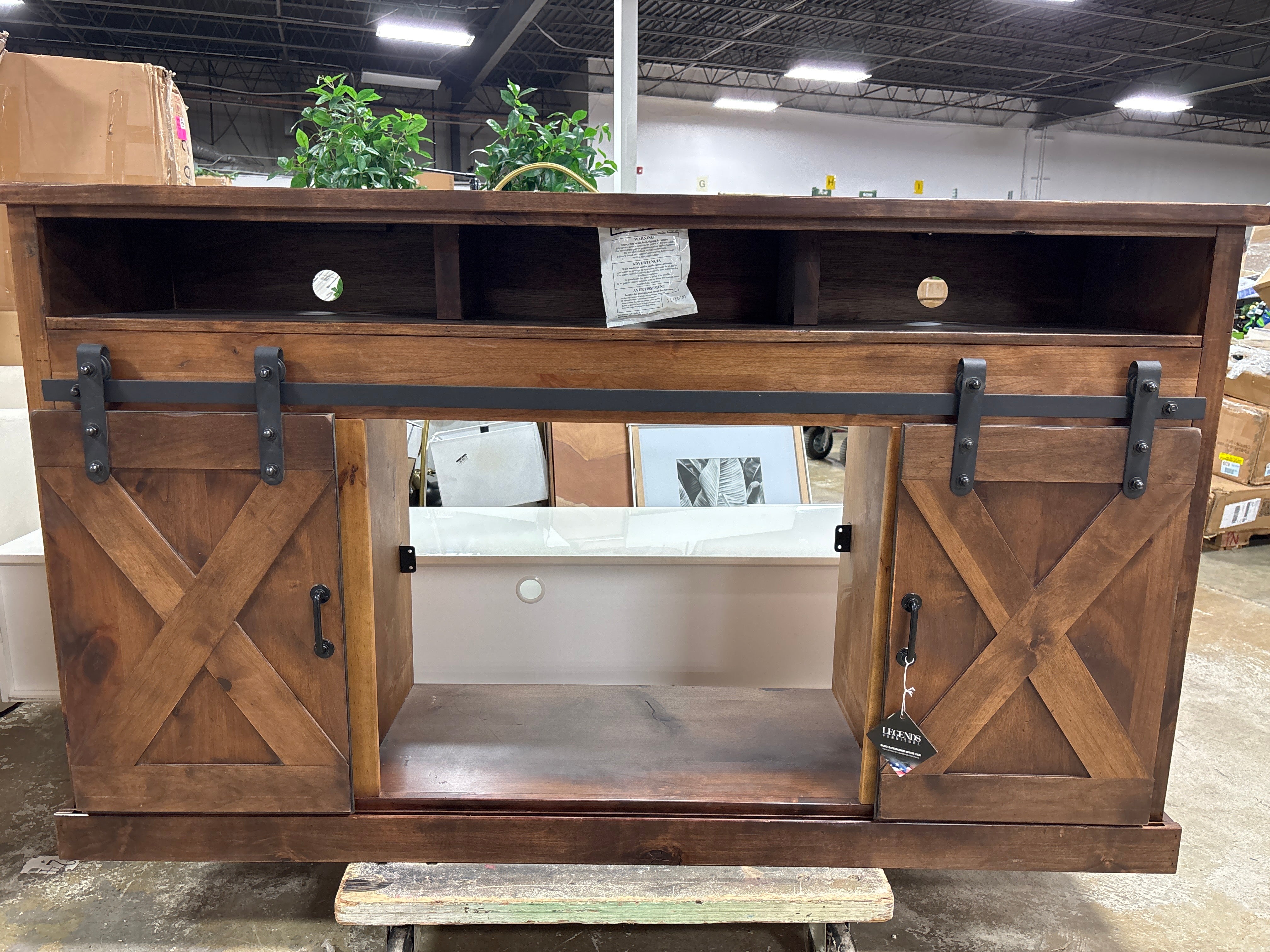 66" Electric Fireplace TV Stand - Aged Whiskey SHOWROOM ITEM