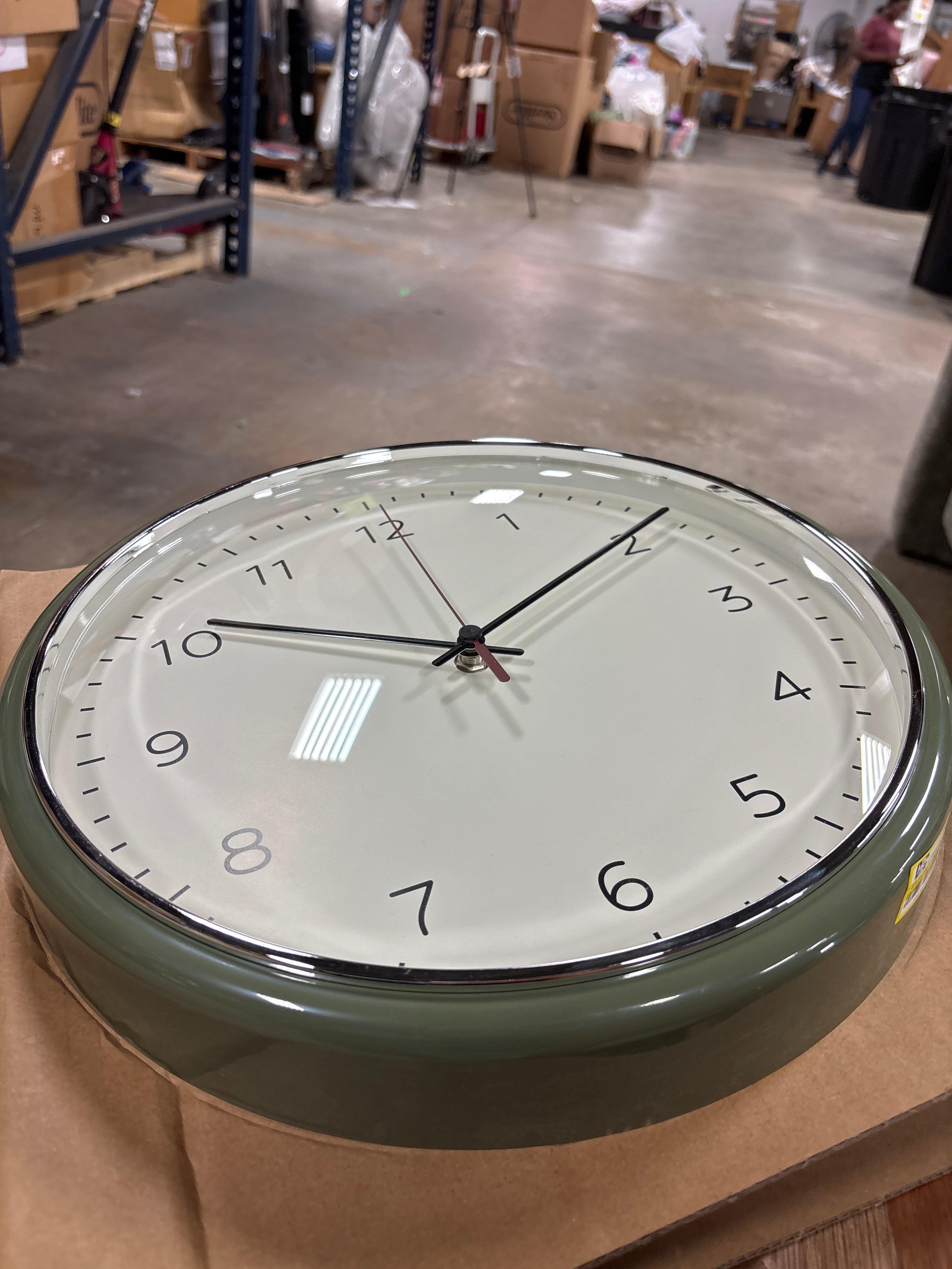 13" Wall Clock - Green/Chrome SHOWROOM ITEM