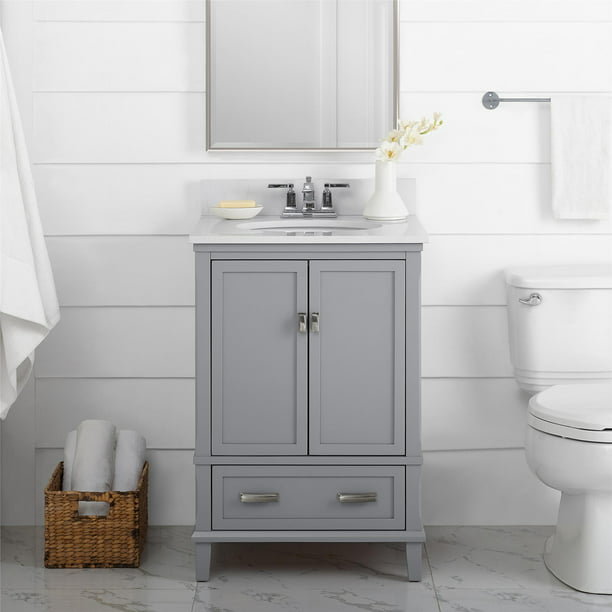 Otum  Bathroom Vanity with Sink, Gray Wood