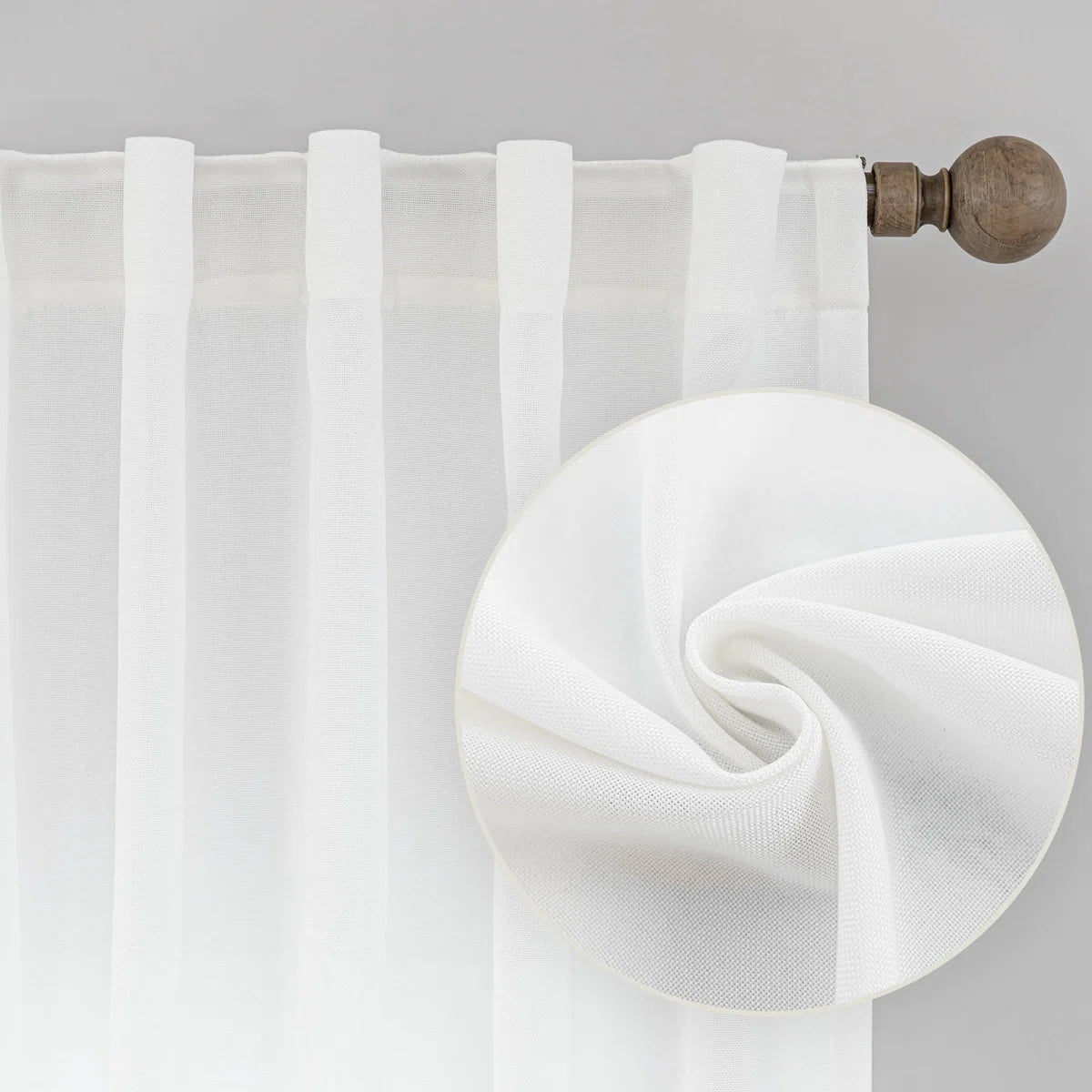 Dabachi Linen Textured Semi-Sheer Back Tab Curtain Pair (Set of 2)