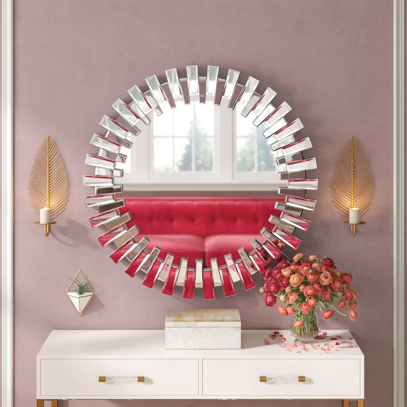 Daxia Round Wood Wall Mirror