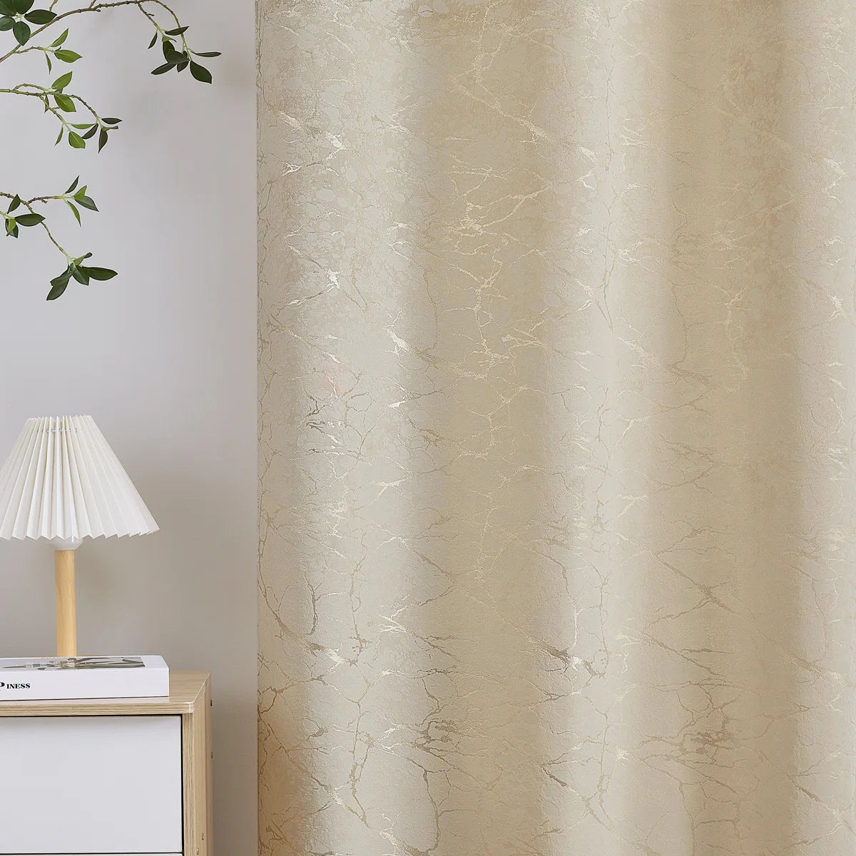 Deavion Velvet Curtains Metal Grommets Room Darkening with Gold Foil Print 2 Panel Set