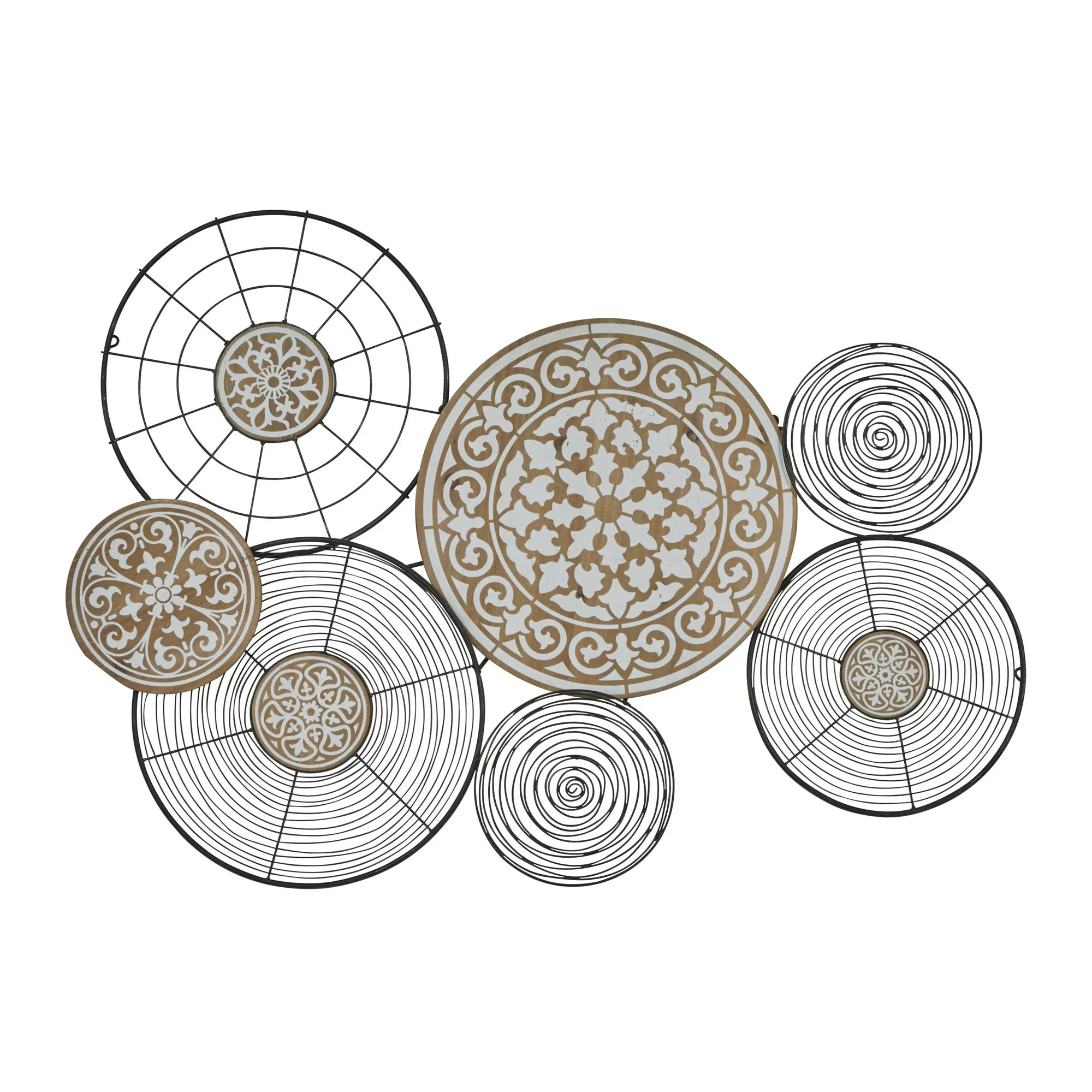 Black Metal Plate Wall Decor with Intricate Pattern