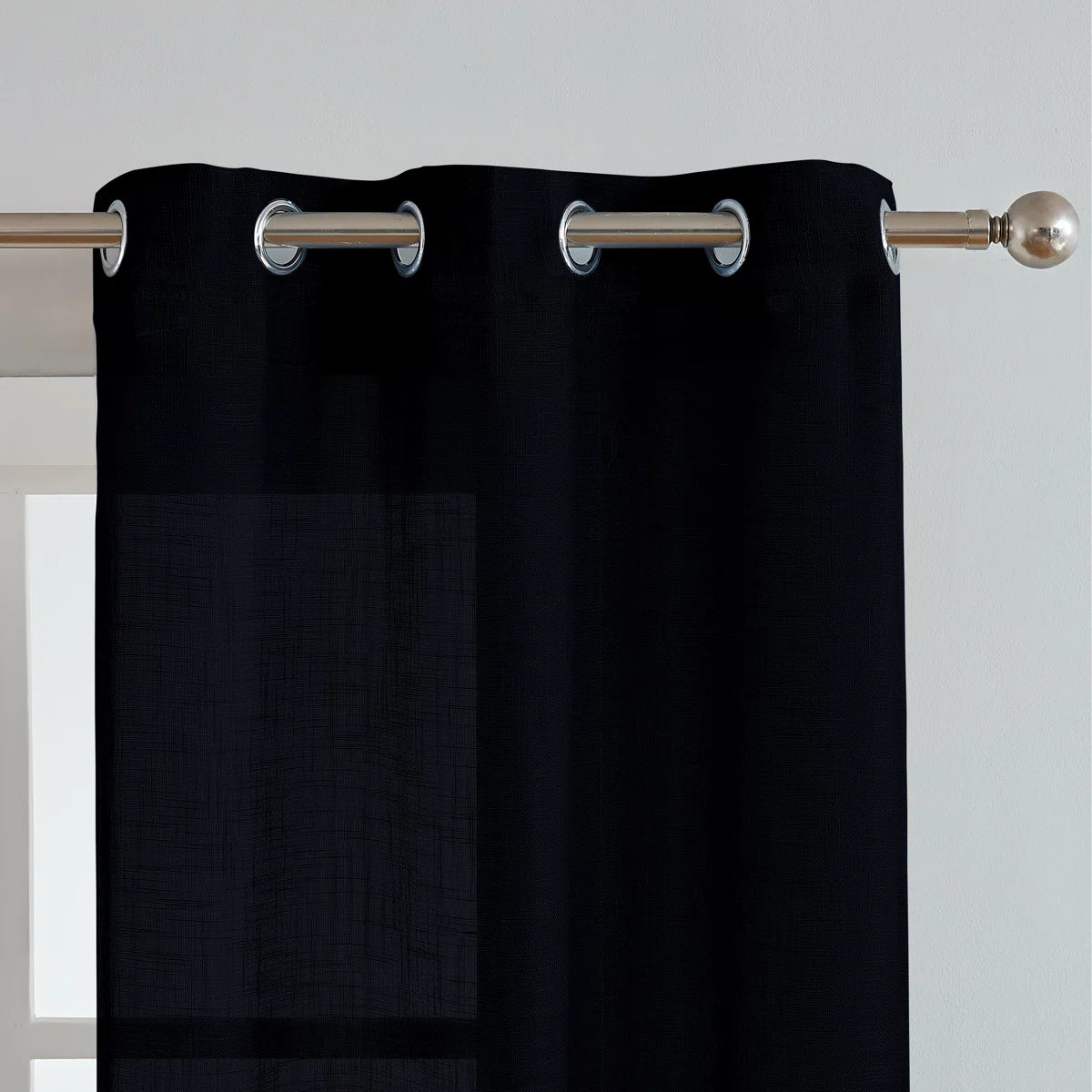 Deisy Solid Semi-Sheer Linen Textured Grommet Curtain Panel Pair (Set of 2)