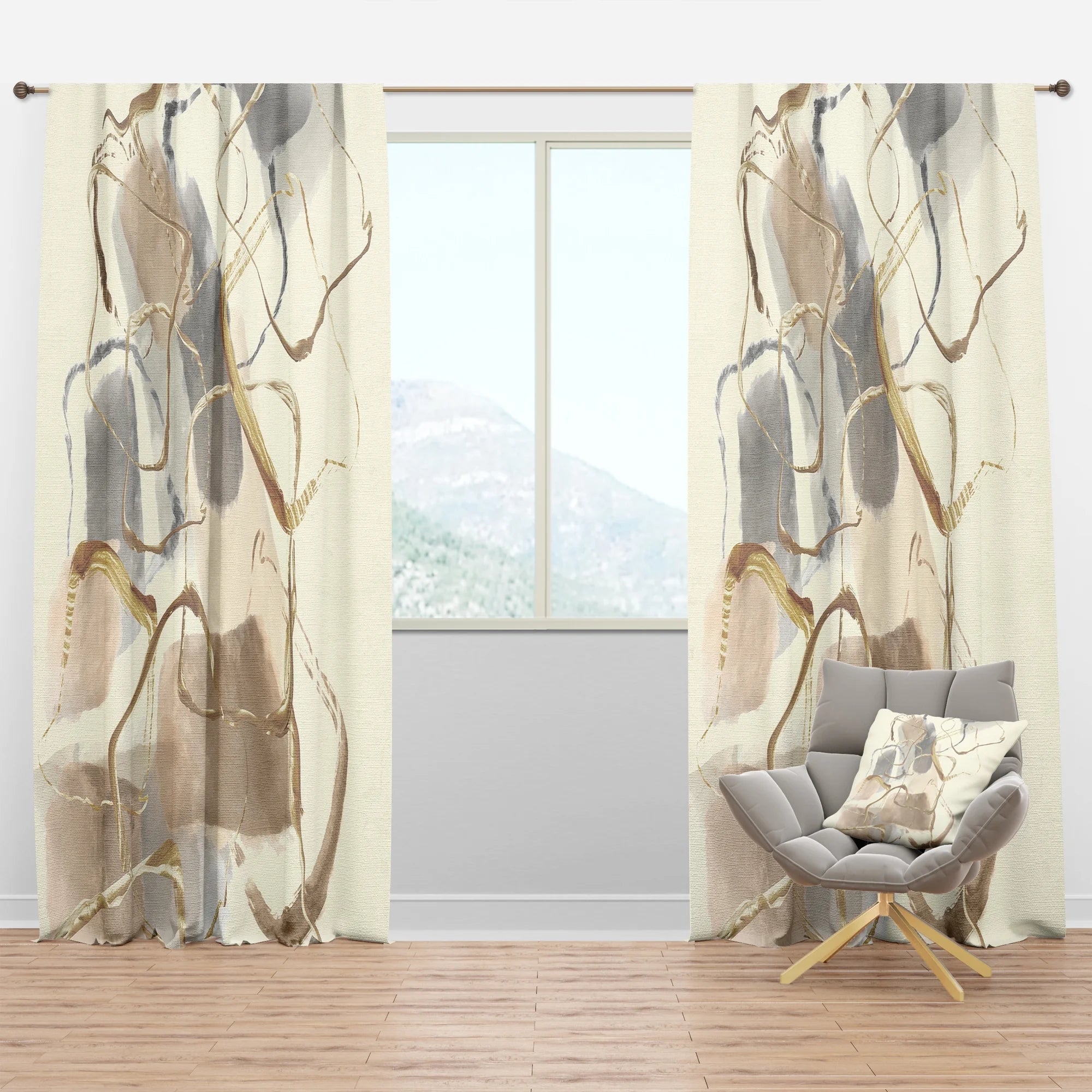 'Abstract Gold Glam Squares VIII' Glam Blackout Curtain Panel