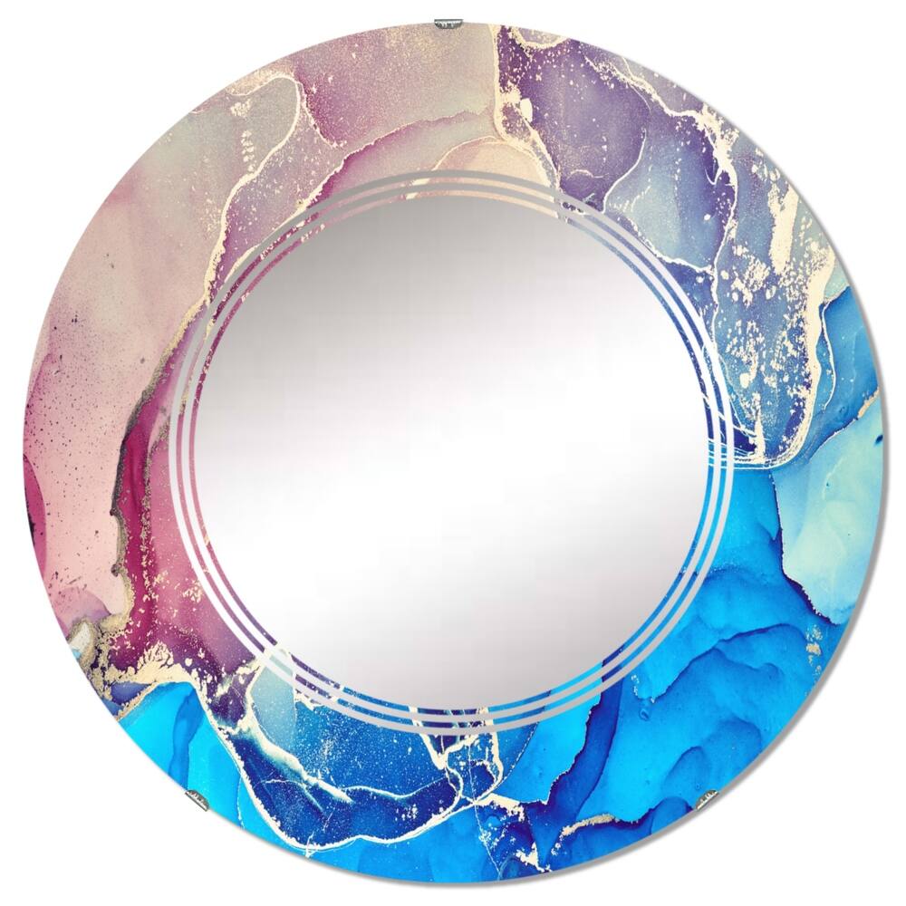 'Blue And Purple Liquid Art I' Printed Modern Wall Mirror - 24in.x24in.