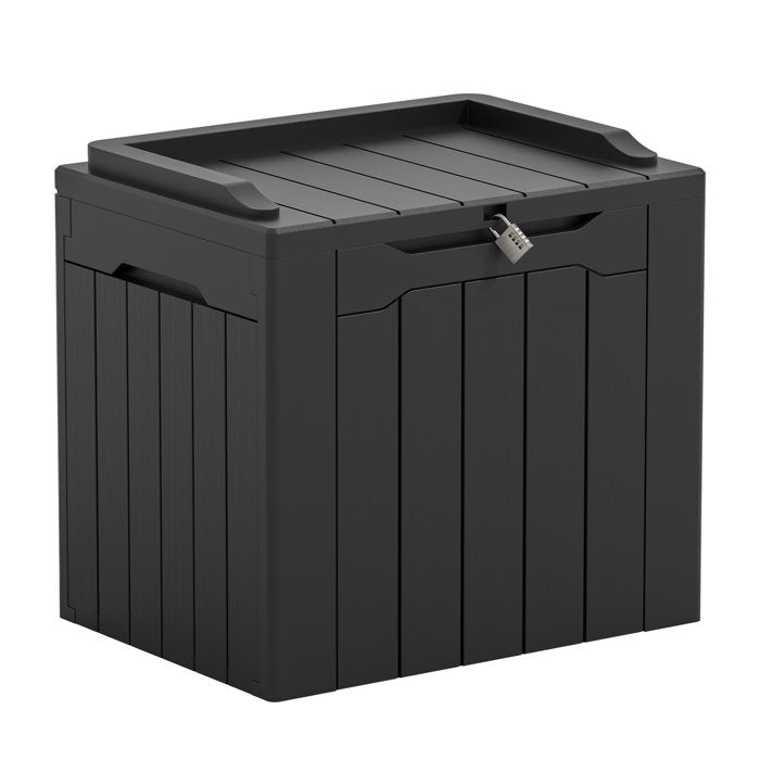 Black 32 Gallon Water Resistant Lockable Deck Box With Seat