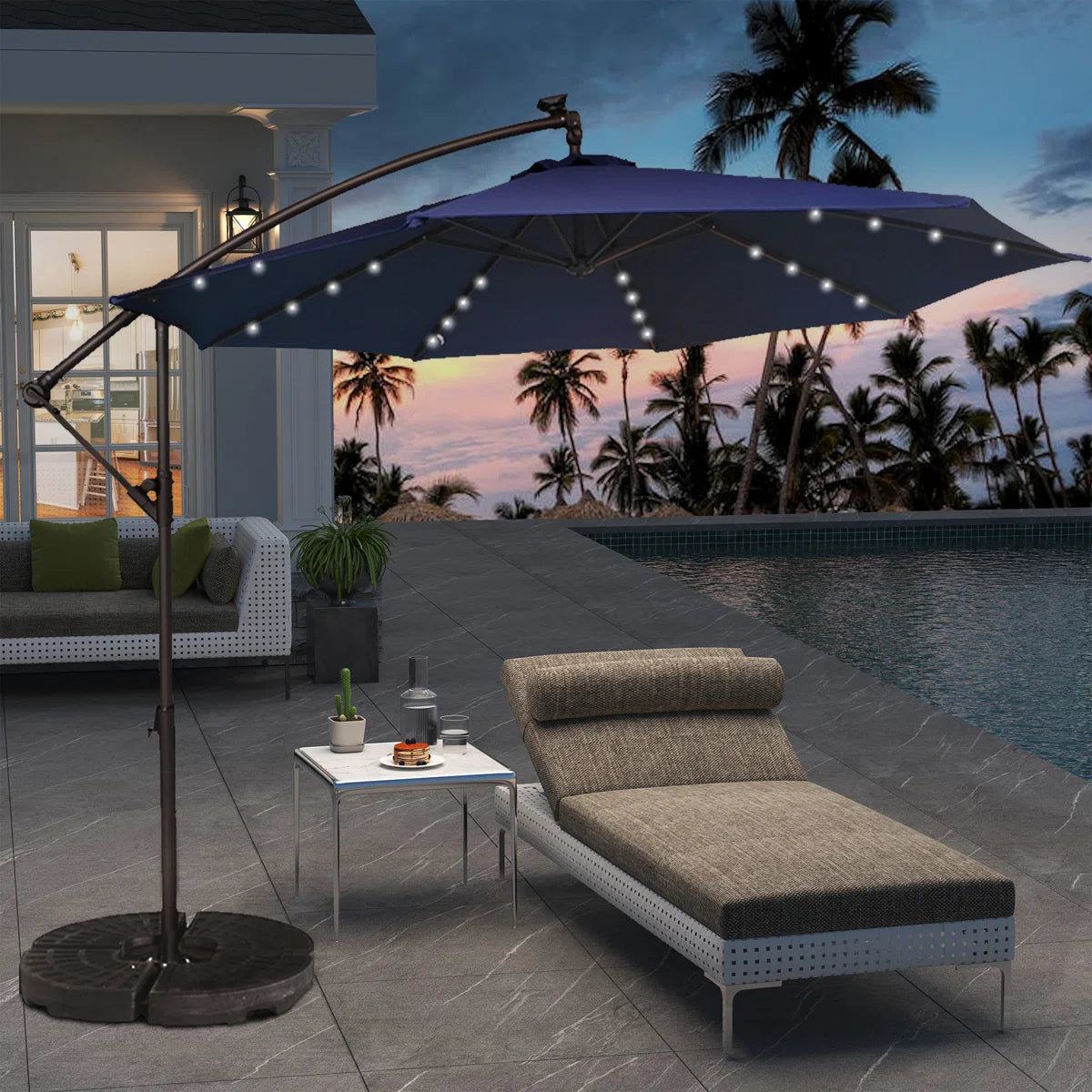 Direen Lighted Tilt Cantilever Umbrella
