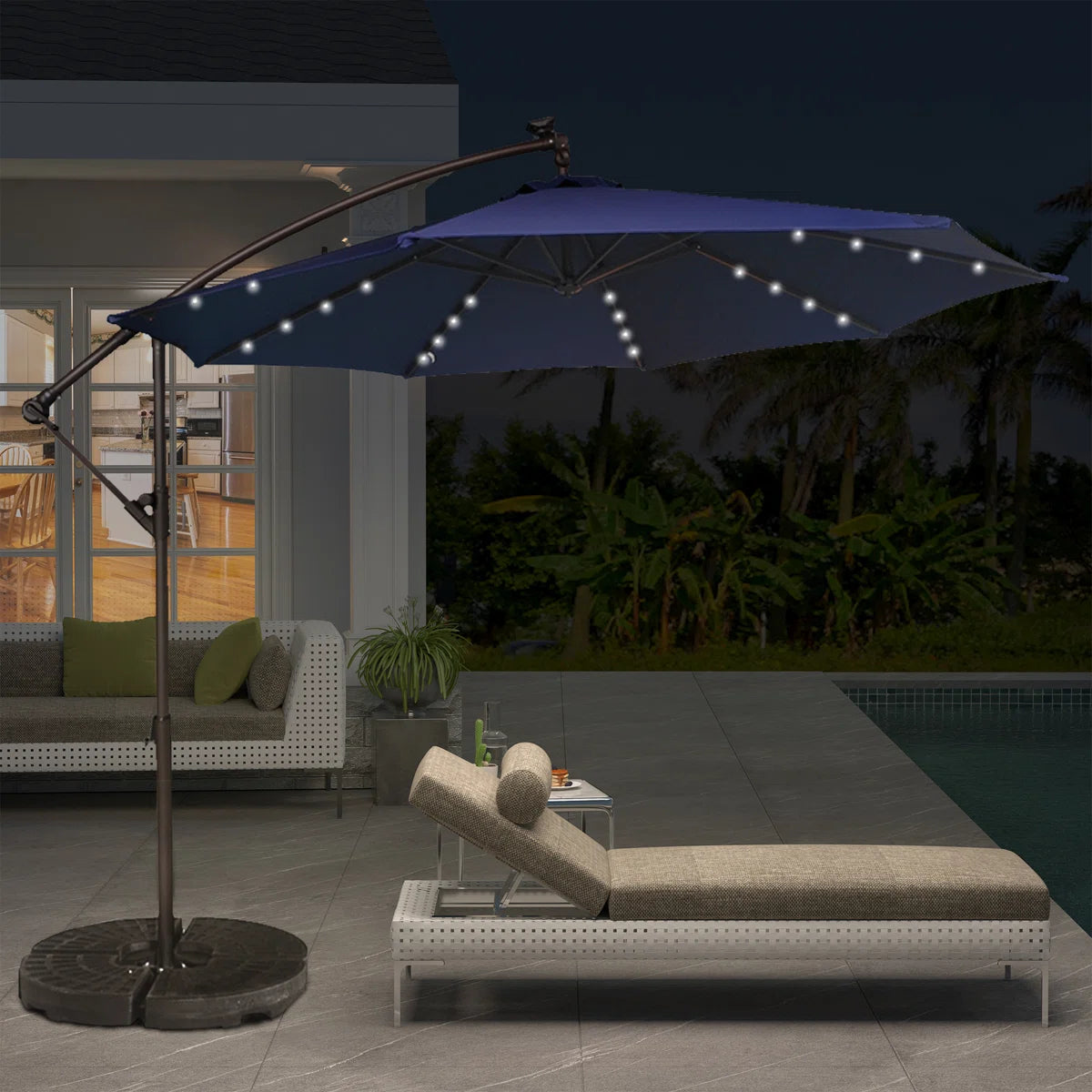 Direen Lighted Tilt Cantilever Umbrella