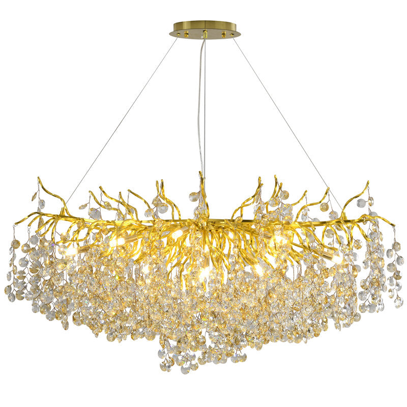 Divoll Gold Branch Chandelier 13 Light Crystal Raindrop Chandelier