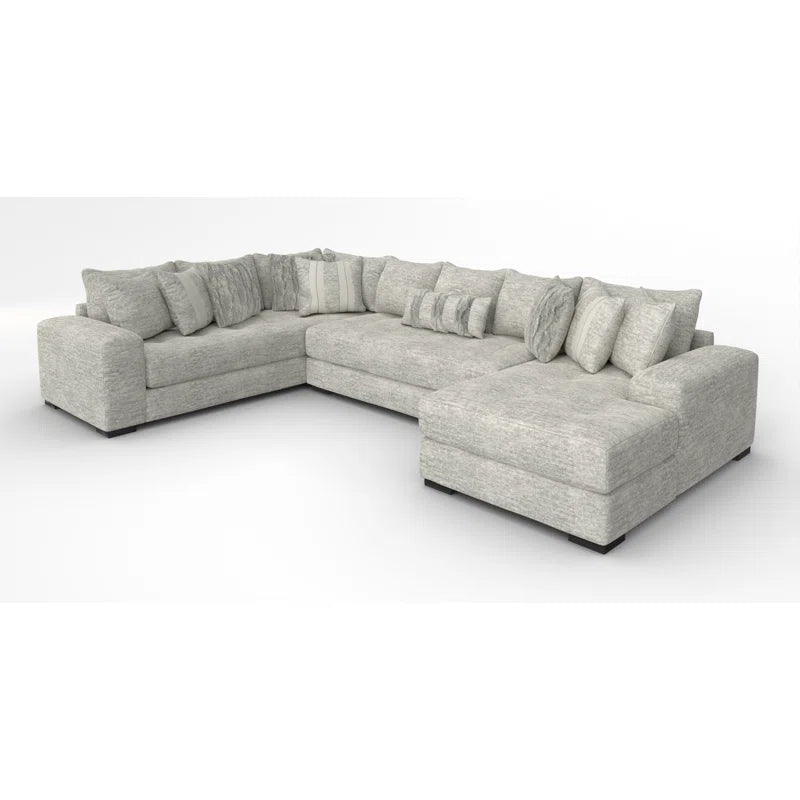 Doneshia 3-Piece Upholstered Teddy Bear Soft Fabric Sectional Chaise with 2 Armless Loveseats SHOWROOM ONLY ITEM