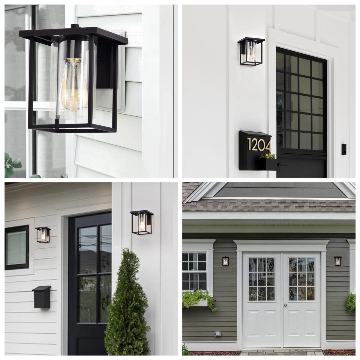 Dormer Square UV Resistant Black Transparent Glass Outdoor Wall Light