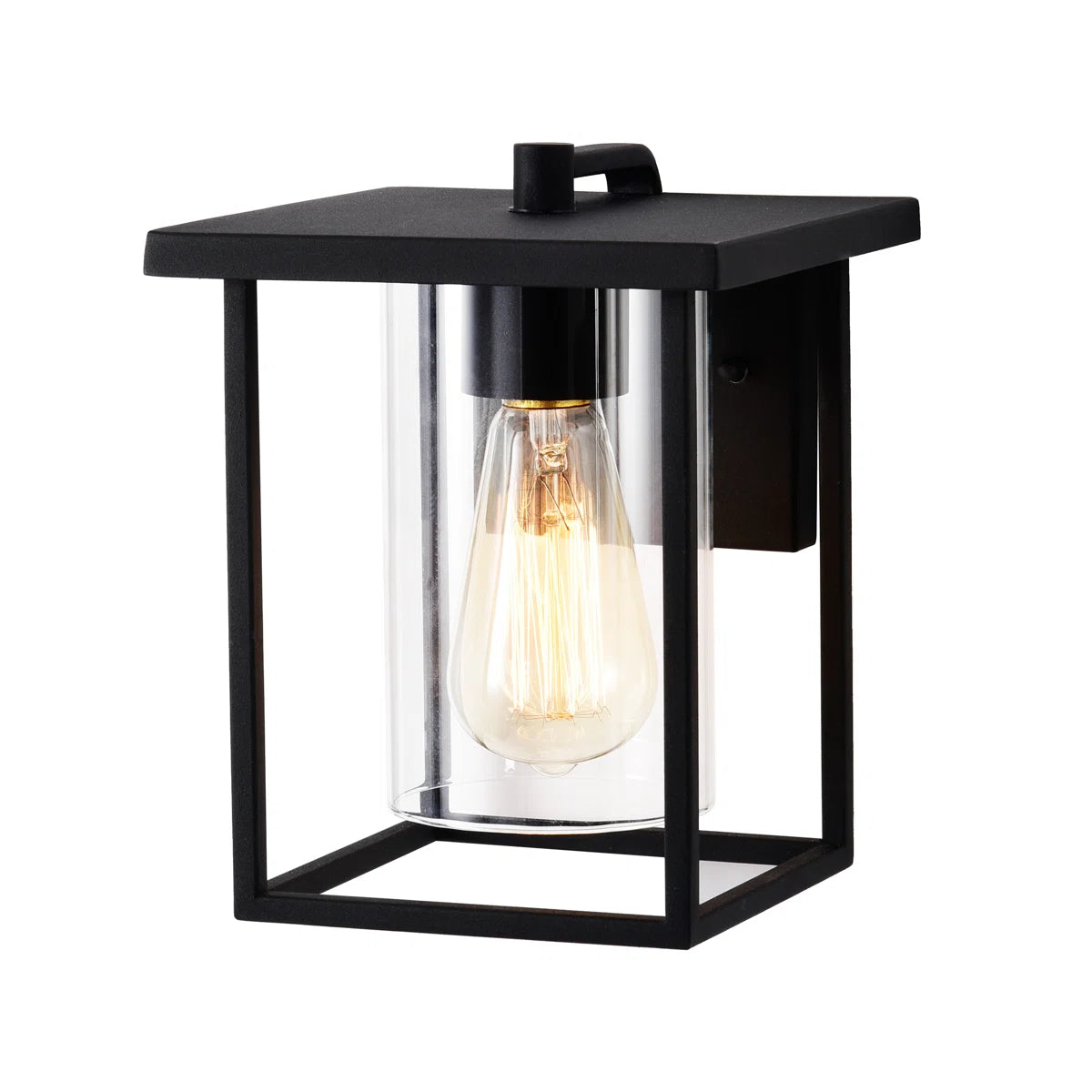Dormer Square UV Resistant Black Transparent Glass Outdoor Wall Light